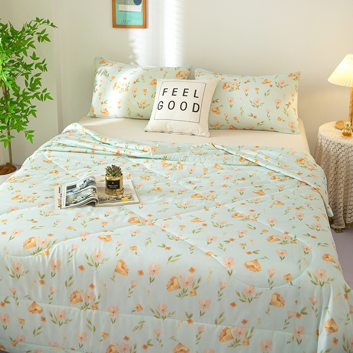 91家纺网 家纺一手货源 找家纺 天瑜家纺 2025新款棉绸夏被苏香绸舒香绸夏凉被人造棉空调被 盈盈夏日 蓝