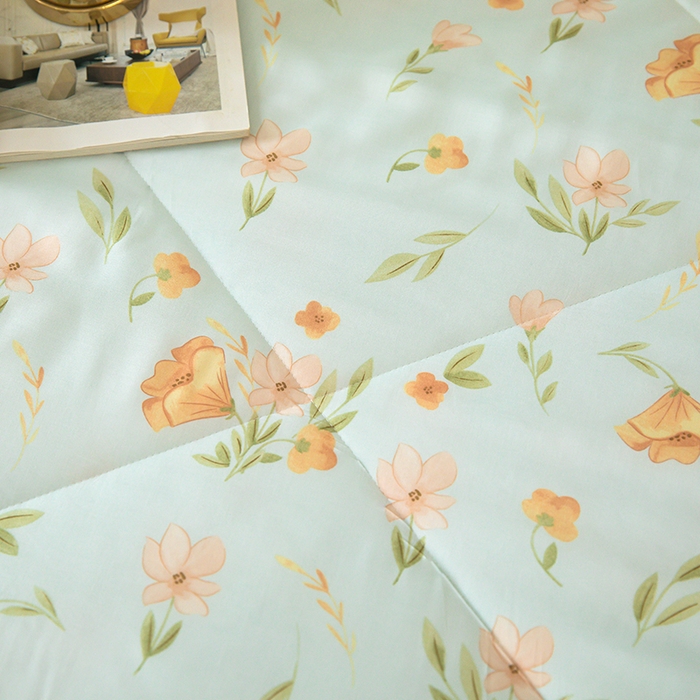 91家纺网 家纺一手货源 找家纺 天瑜家纺 2025新款棉绸夏被苏香绸舒香绸夏凉被人造棉空调被 盈盈夏日 蓝