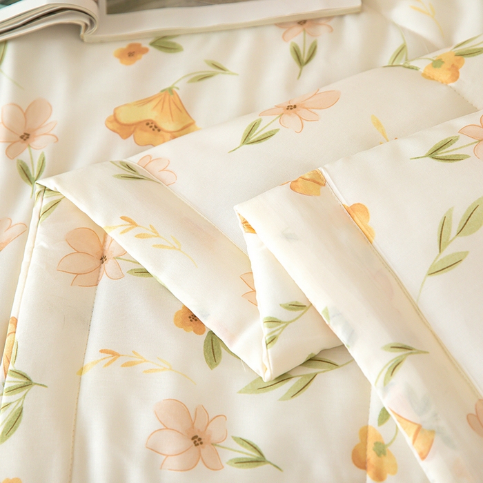 91家纺网 家纺一手货源 找家纺 天瑜家纺 2025新款棉绸夏被苏香绸舒香绸夏凉被人造棉空调被 盈盈夏日 米