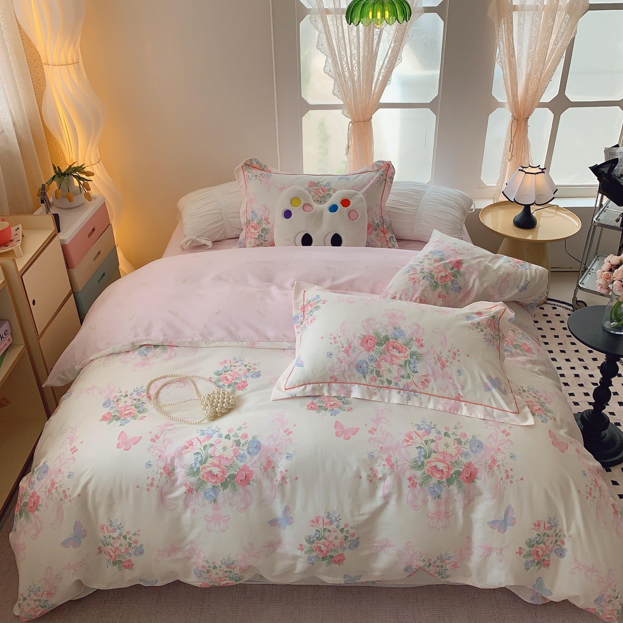 莱豫家纺 2025新款亲肤舒适小清新印花纯棉四件套 香颂蝶舞