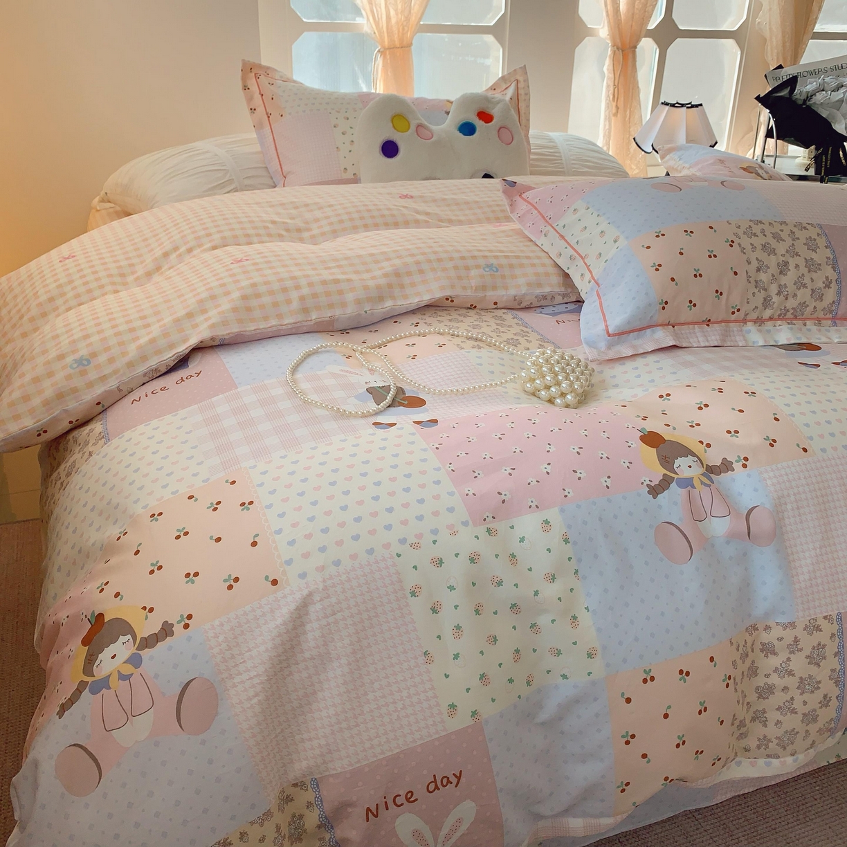 91家纺网 家纺一手货源 找家纺 莱豫家纺 2025新款亲肤舒适小清新印花纯棉四件套 小兔公主