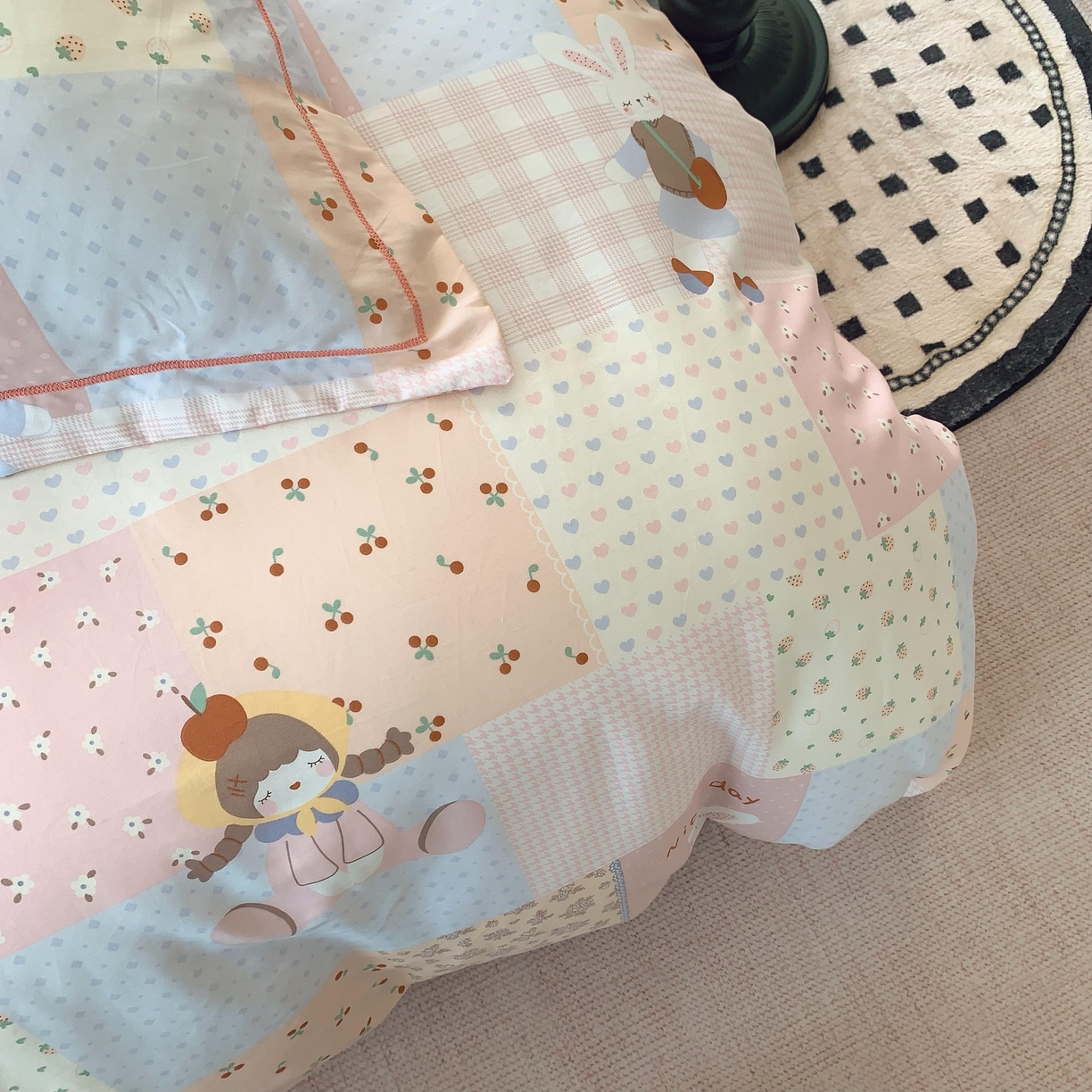 91家纺网 家纺一手货源 找家纺 莱豫家纺 2025新款亲肤舒适小清新印花纯棉四件套 小兔公主