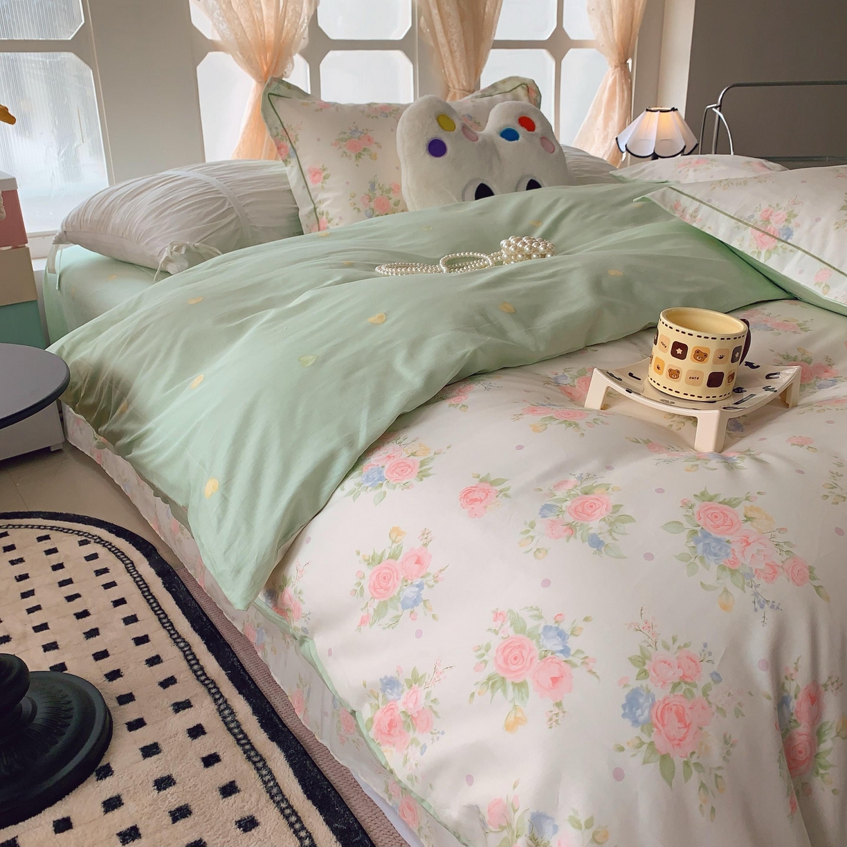 91家纺网 家纺一手货源 找家纺 莱豫家纺 2025新款亲肤舒适小清新印花纯棉四件套 知夏