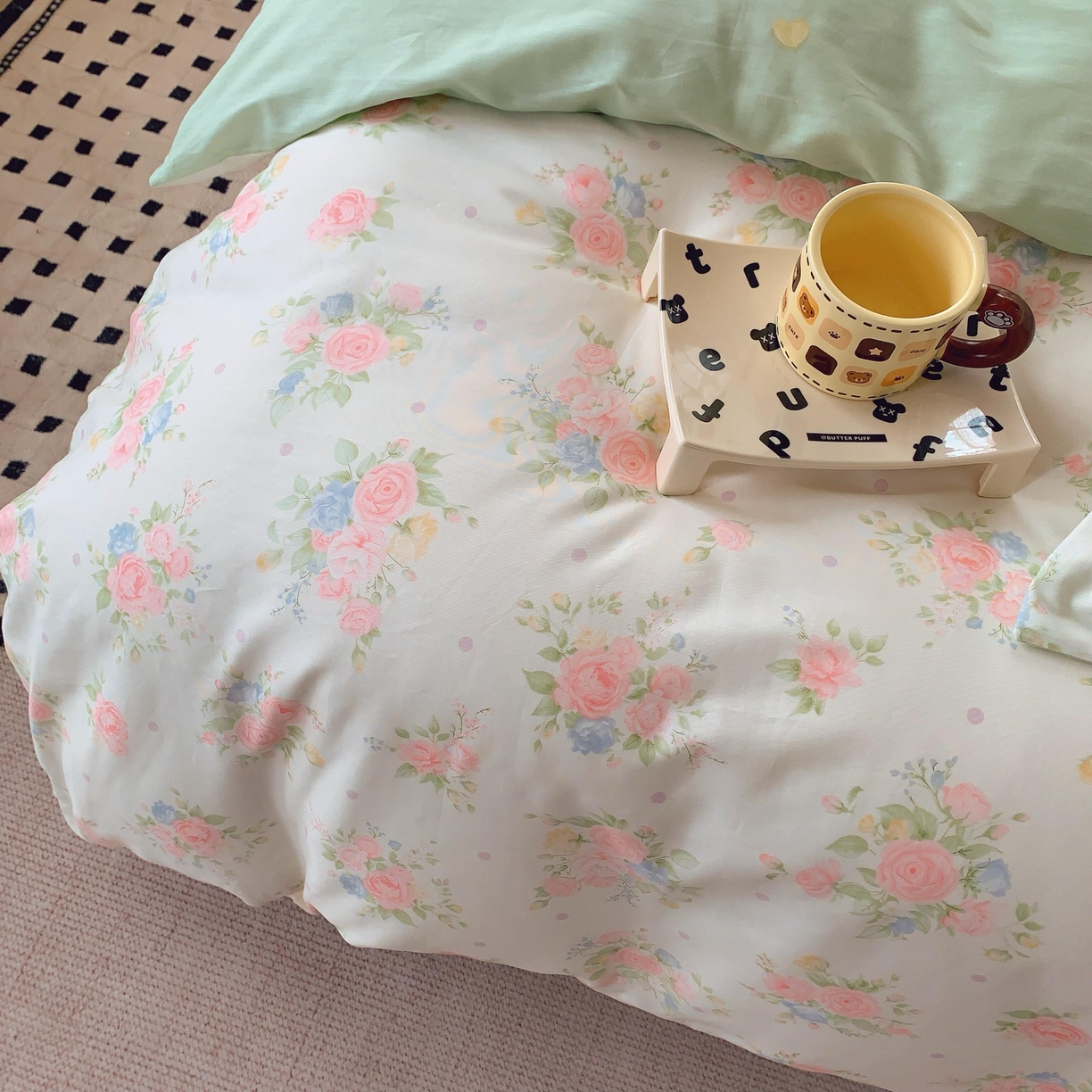 91家纺网 家纺一手货源 找家纺 莱豫家纺 2025新款亲肤舒适小清新印花纯棉四件套 知夏