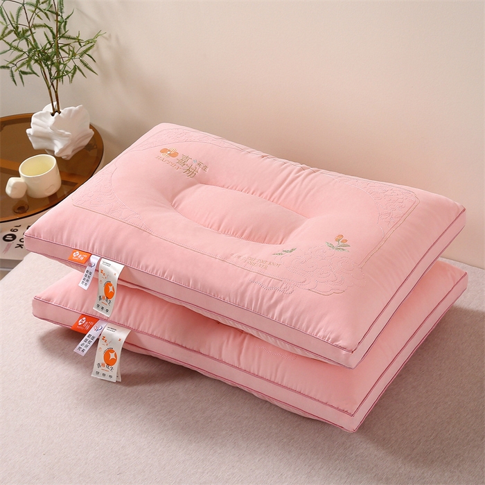 天意美枕芯 2025新款喜柿花生枕头枕芯 粉色 48*74cm/对