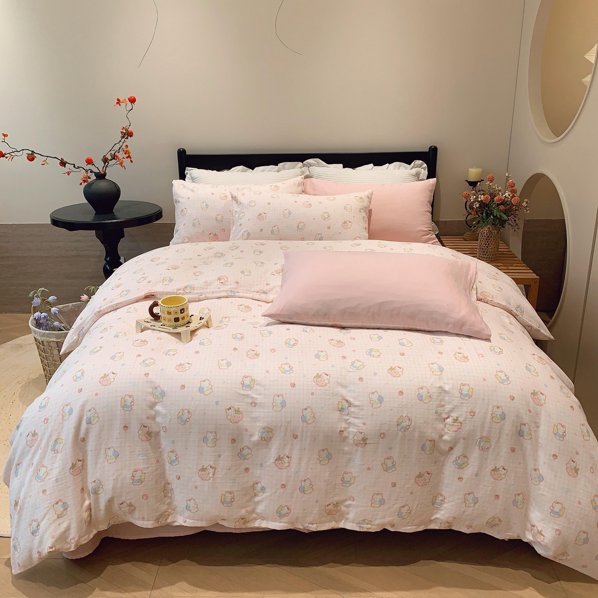 91家纺网 家纺一手货源 找家纺 （总）莱豫家纺 2025新款亲肤舒适双层纱四件套