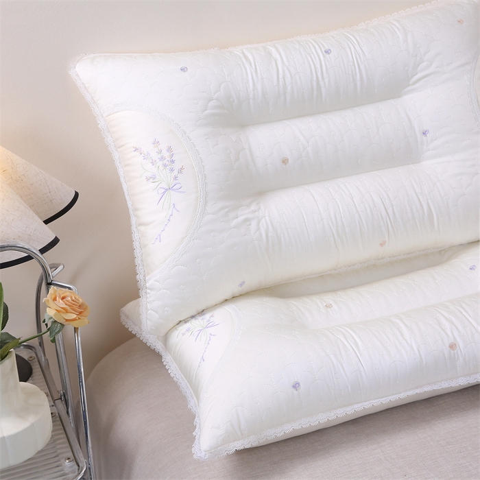 91家纺网 家纺一手货源 找家纺 天意美枕芯 2025新款薰衣草花边养身枕枕头枕芯 薰衣草花边养身枕-皎洁白 48*74cm/对