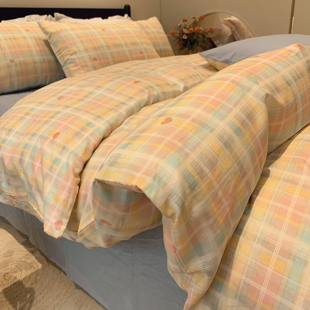 91家纺网 家纺一手货源 找家纺 莱豫家纺 2025新款亲肤舒适双层纱四件套 爱的蜜语