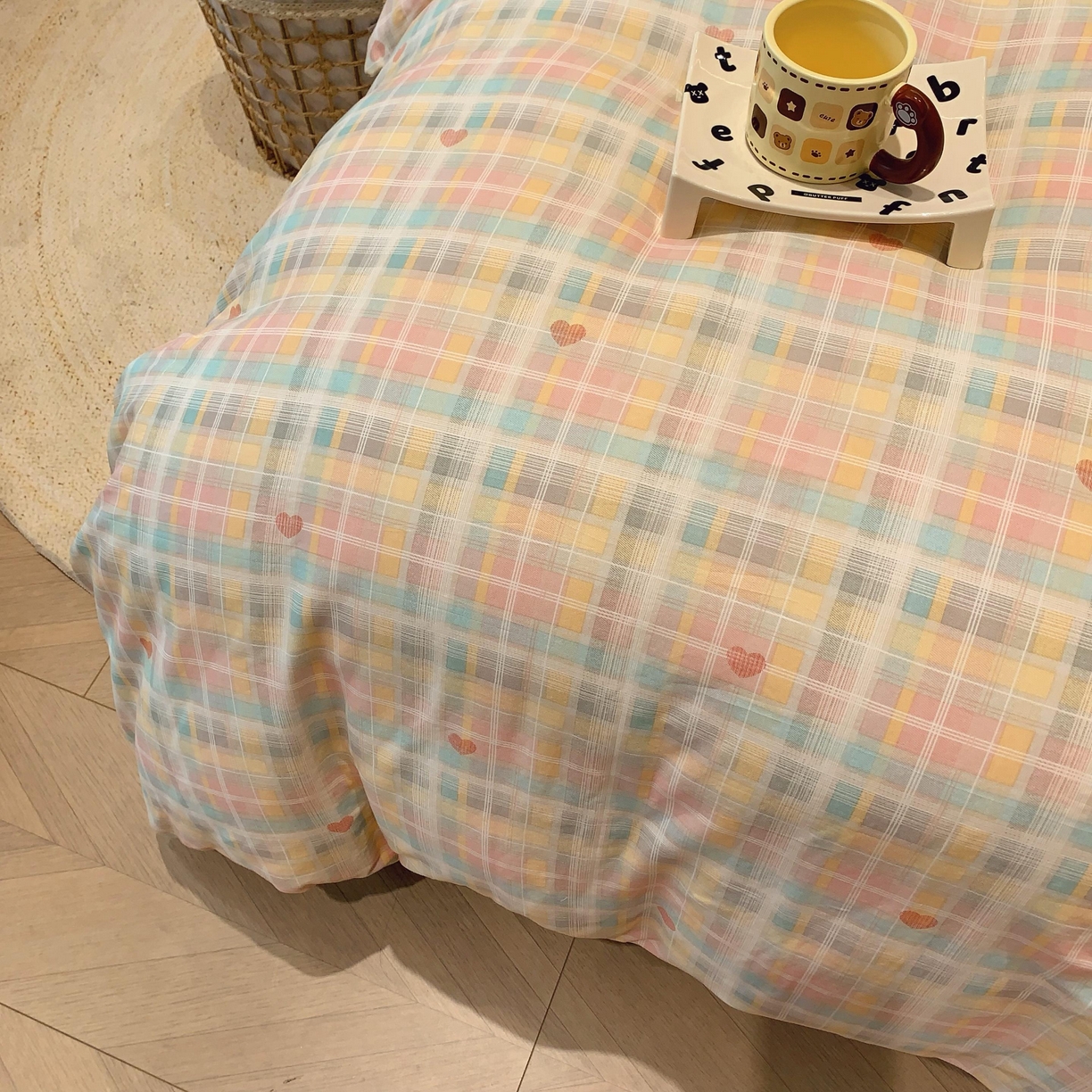 91家纺网 家纺一手货源 找家纺 莱豫家纺 2025新款亲肤舒适双层纱四件套 爱的蜜语