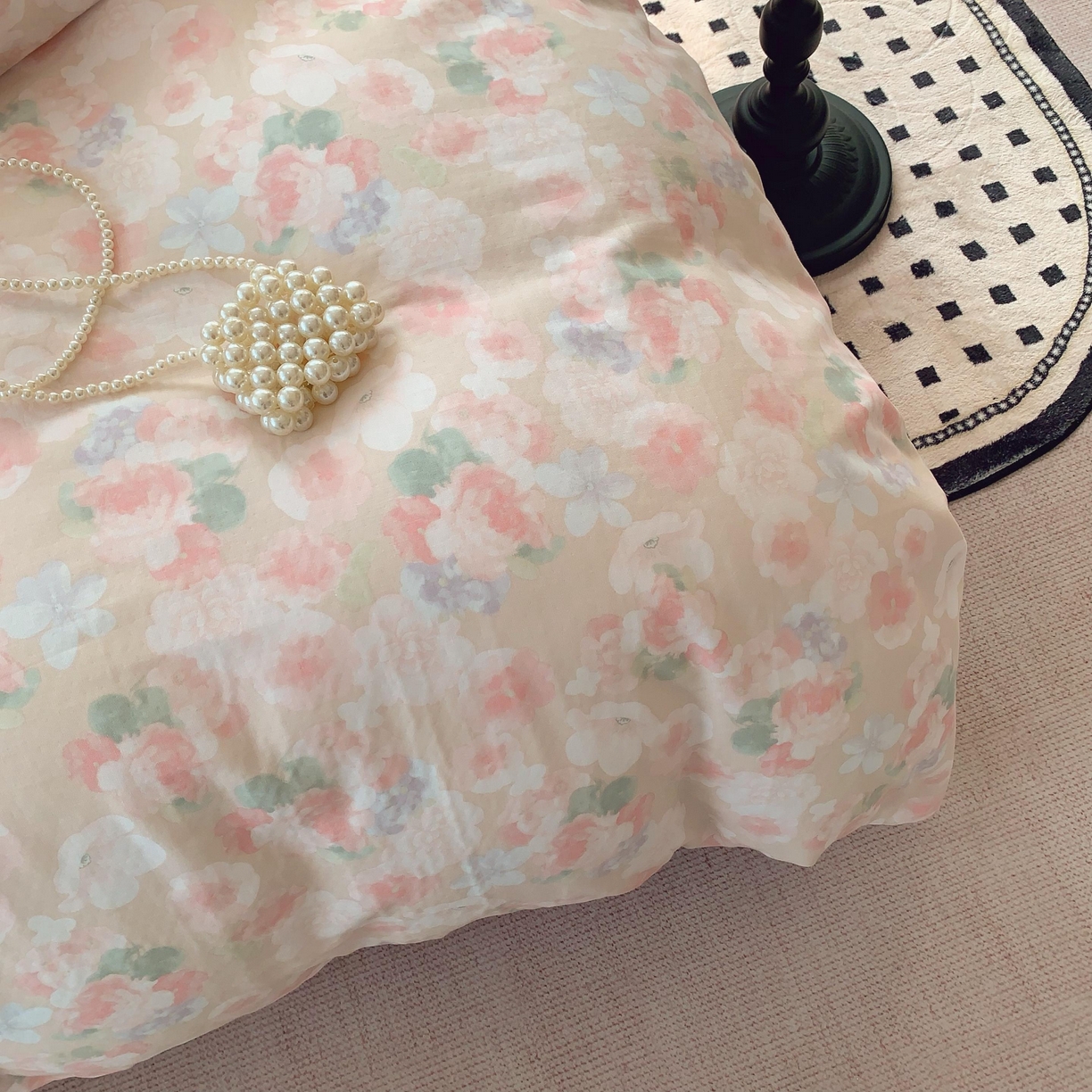 91家纺网 家纺一手货源 找家纺 莱豫家纺 2025新款亲肤舒适双层纱四件套 潮汐花影