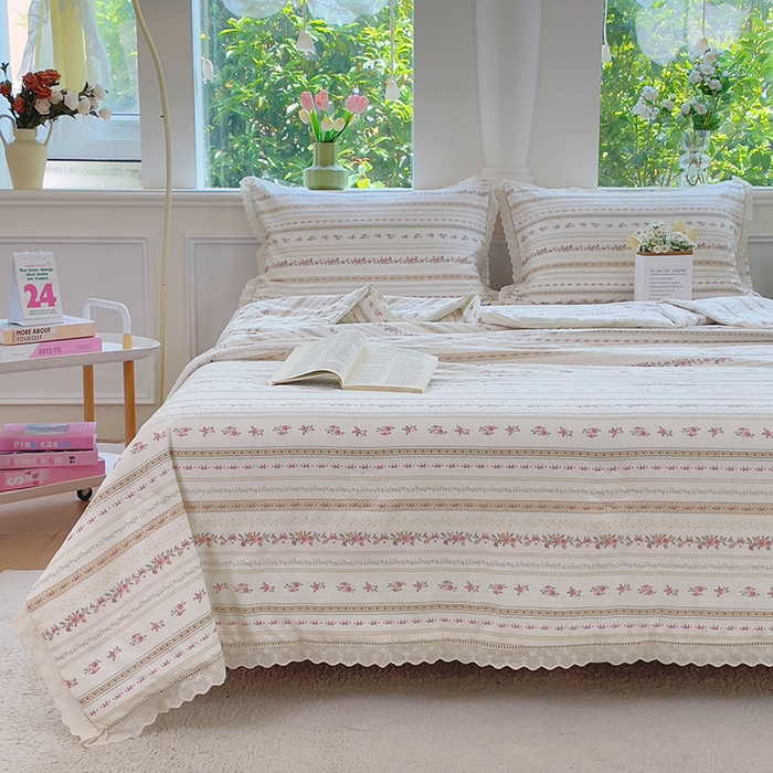 91家纺网 家纺一手货源 找家纺 集布 2025新款100%全棉双层纱花边款夏被夏凉被 苏黎世