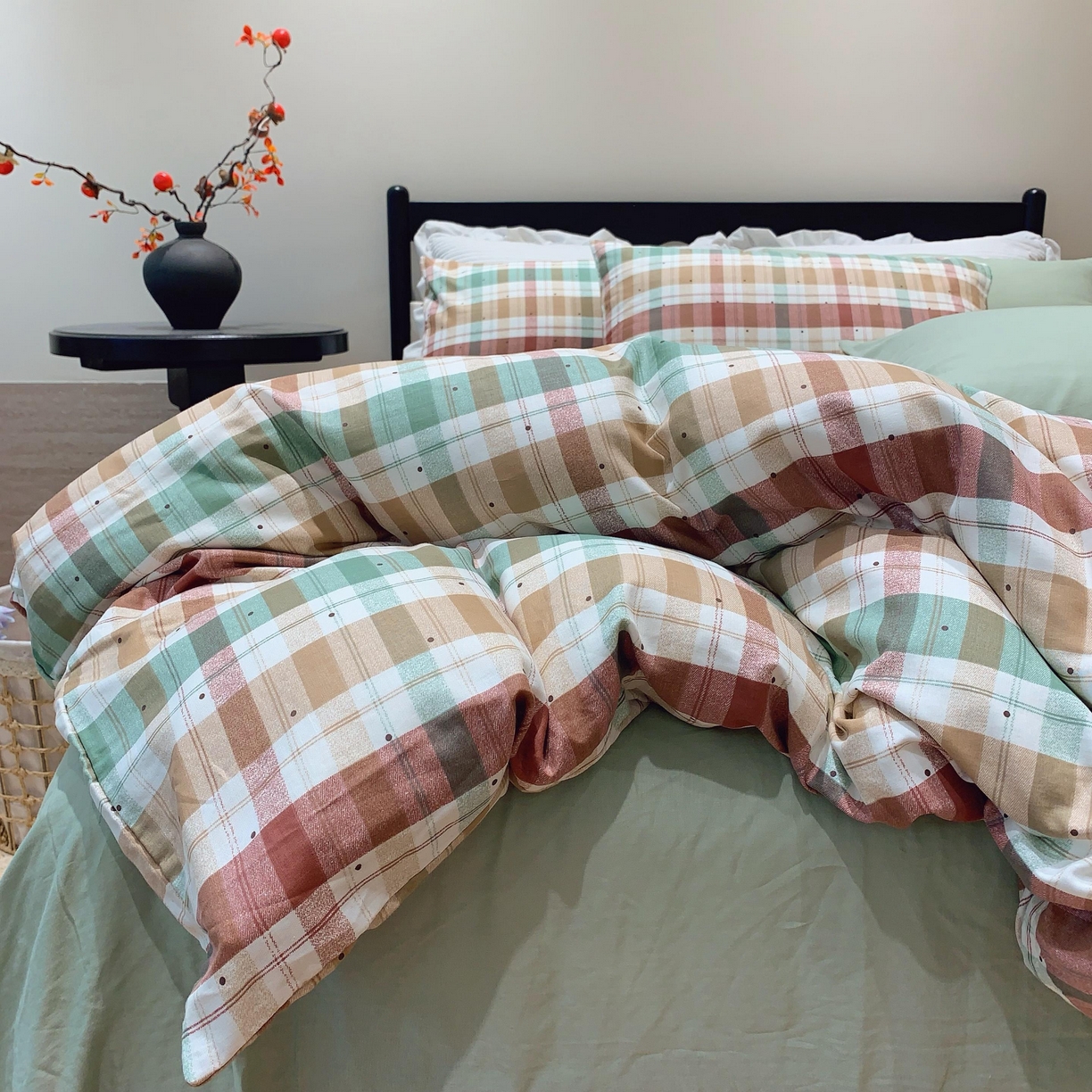 91家纺网 家纺一手货源 找家纺 莱豫家纺 2025新款亲肤舒适双层纱四件套 格致时光