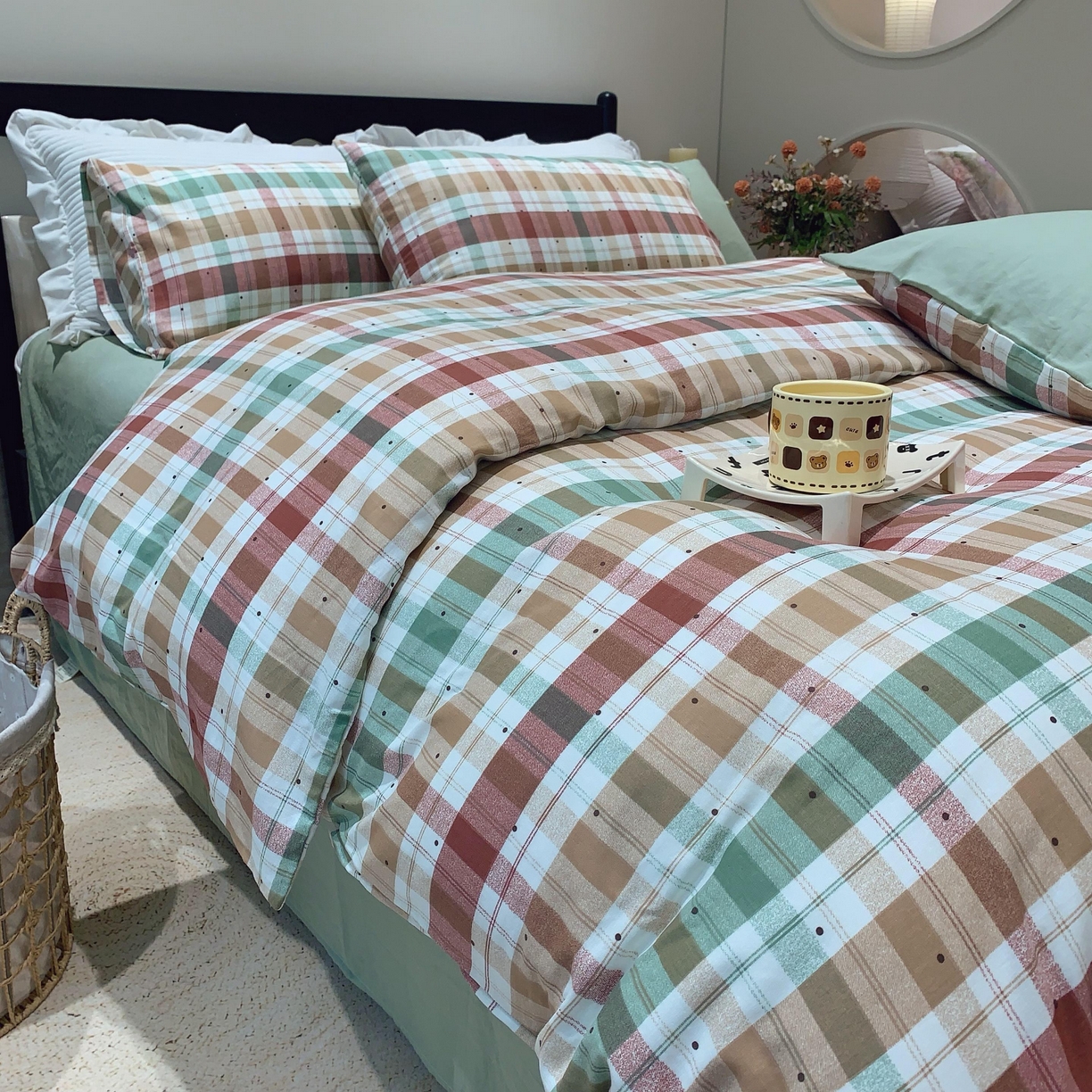 91家纺网 家纺一手货源 找家纺 莱豫家纺 2025新款亲肤舒适双层纱四件套 格致时光