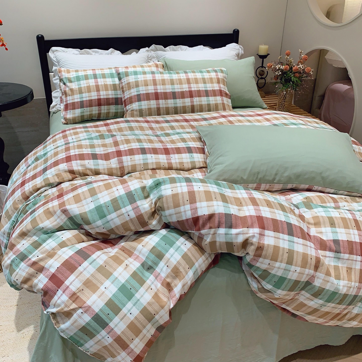 91家纺网 家纺一手货源 找家纺 莱豫家纺 2025新款亲肤舒适双层纱四件套 格致时光