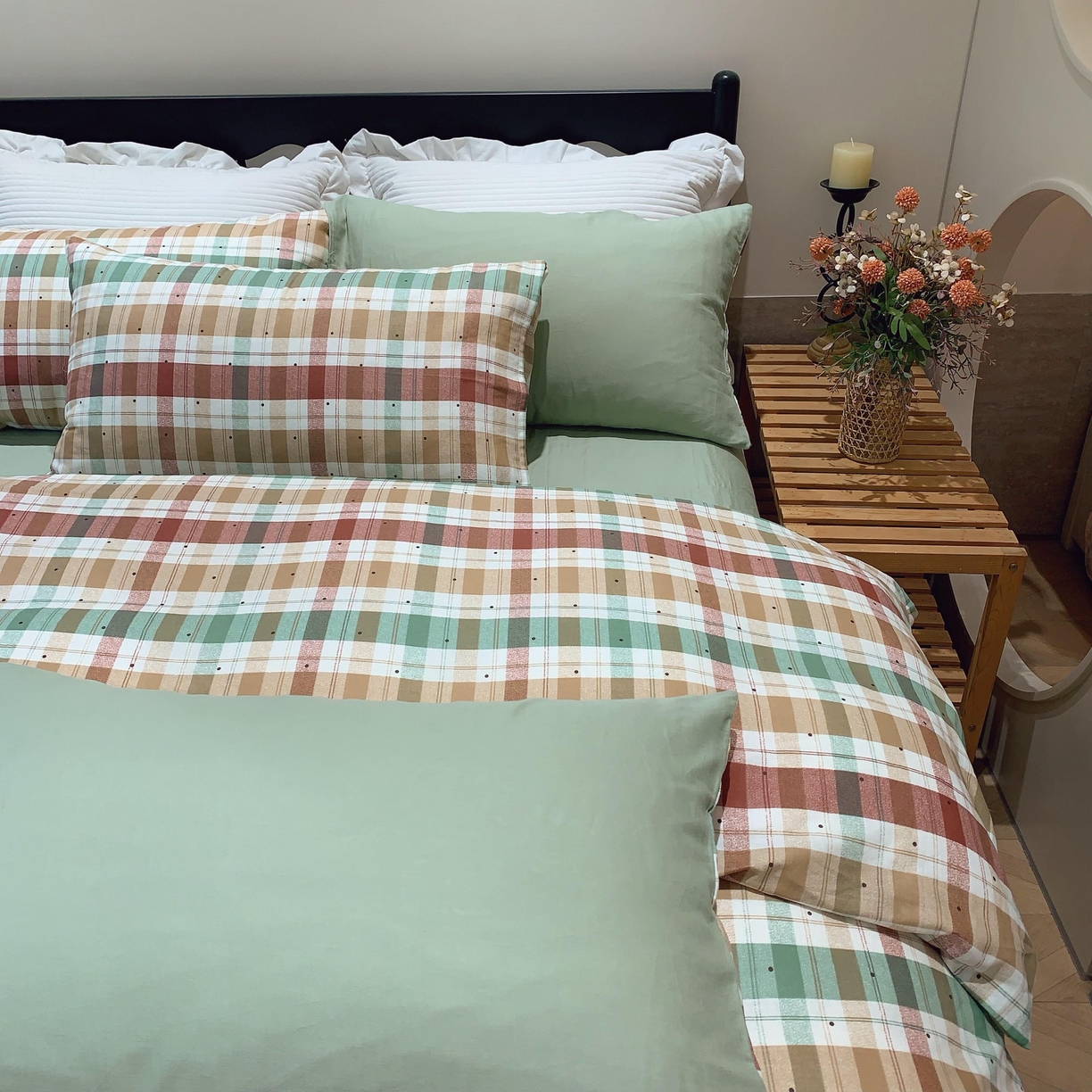 91家纺网 家纺一手货源 找家纺 莱豫家纺 2025新款亲肤舒适双层纱四件套 格致时光