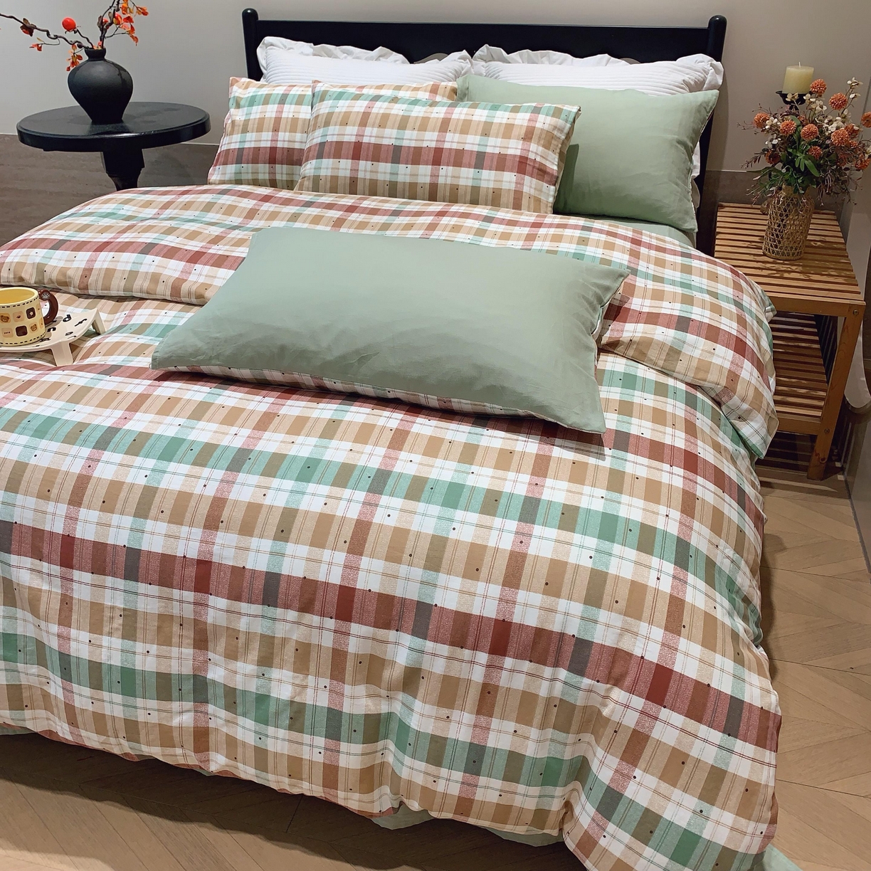 91家纺网 家纺一手货源 找家纺 莱豫家纺 2025新款亲肤舒适双层纱四件套 格致时光