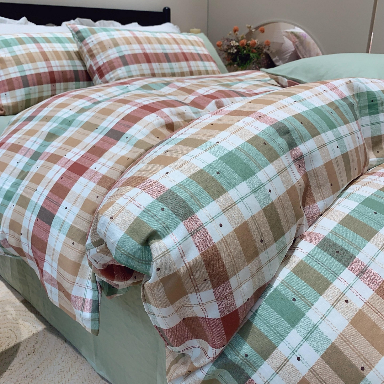 91家纺网 家纺一手货源 找家纺 莱豫家纺 2025新款亲肤舒适双层纱四件套 格致时光