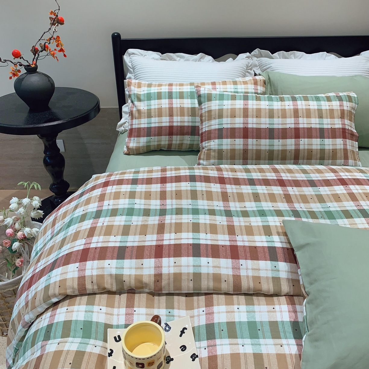 91家纺网 家纺一手货源 找家纺 莱豫家纺 2025新款亲肤舒适双层纱四件套 格致时光