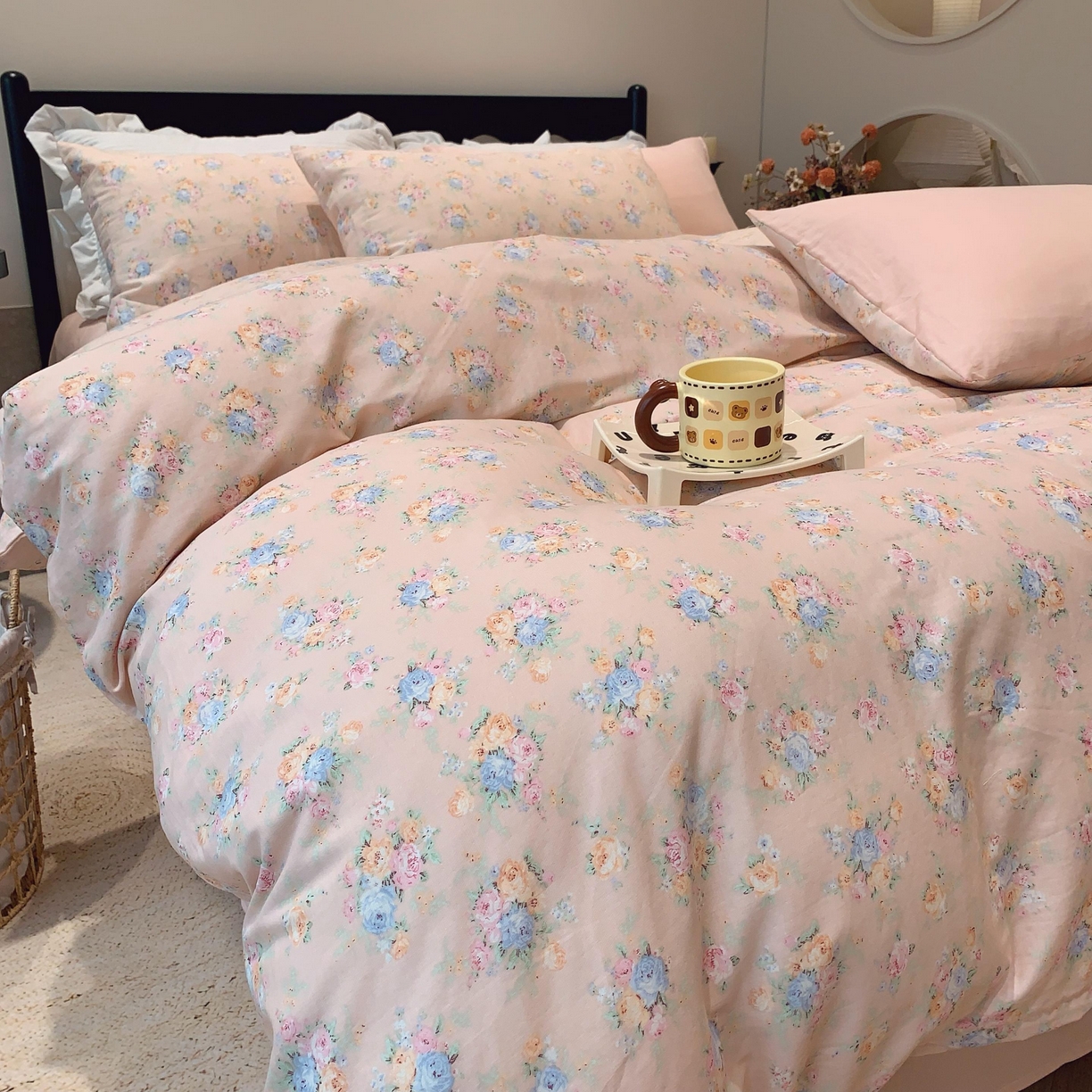 91家纺网 家纺一手货源 找家纺 莱豫家纺 2025新款亲肤舒适双层纱四件套 花季时光