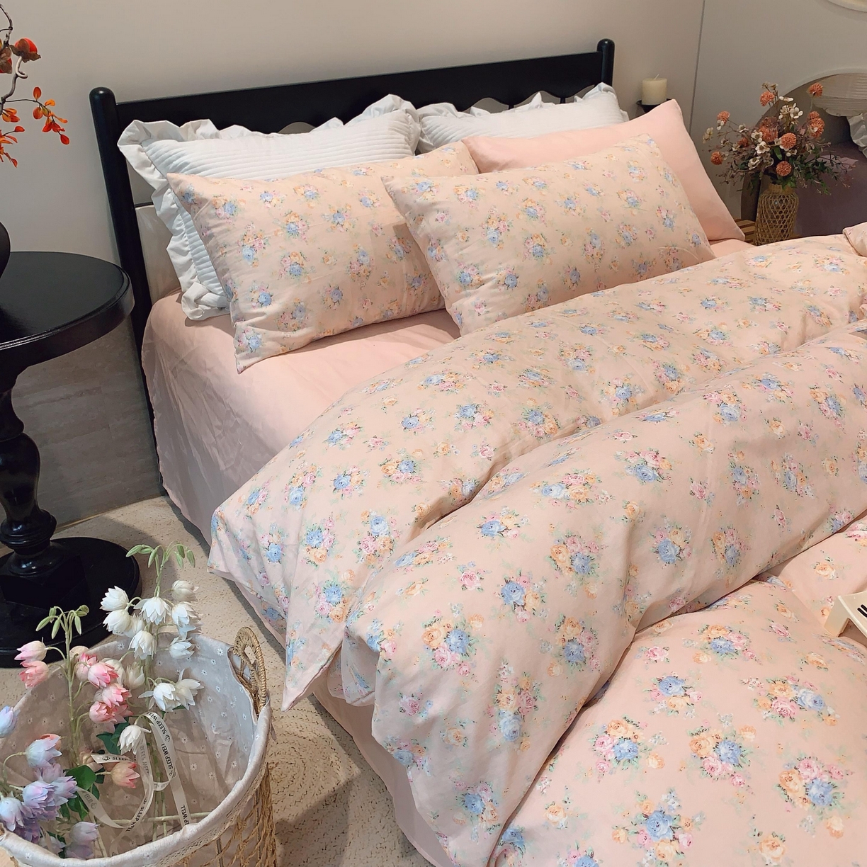 91家纺网 家纺一手货源 找家纺 莱豫家纺 2025新款亲肤舒适双层纱四件套 花季时光