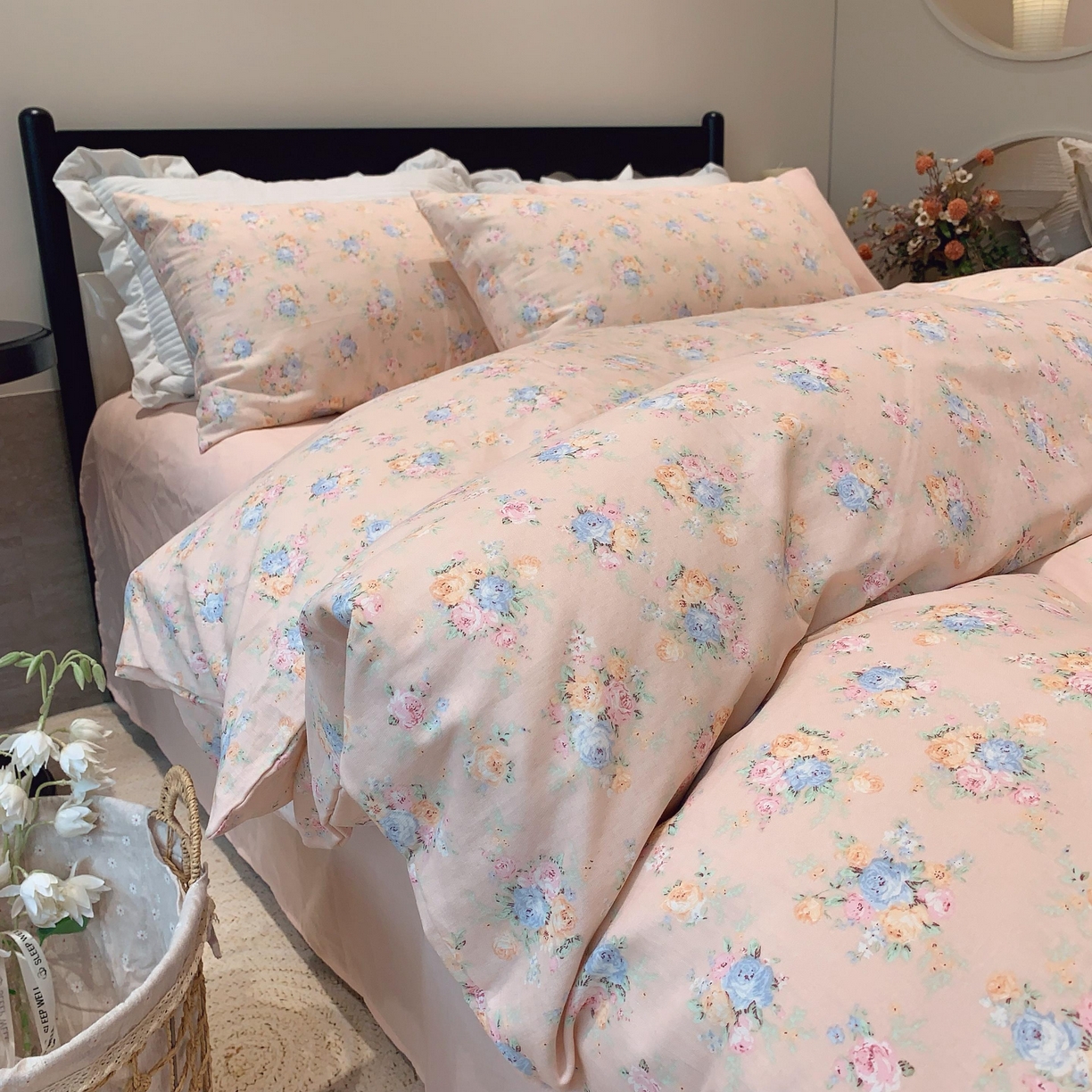 91家纺网 家纺一手货源 找家纺 莱豫家纺 2025新款亲肤舒适双层纱四件套 花季时光