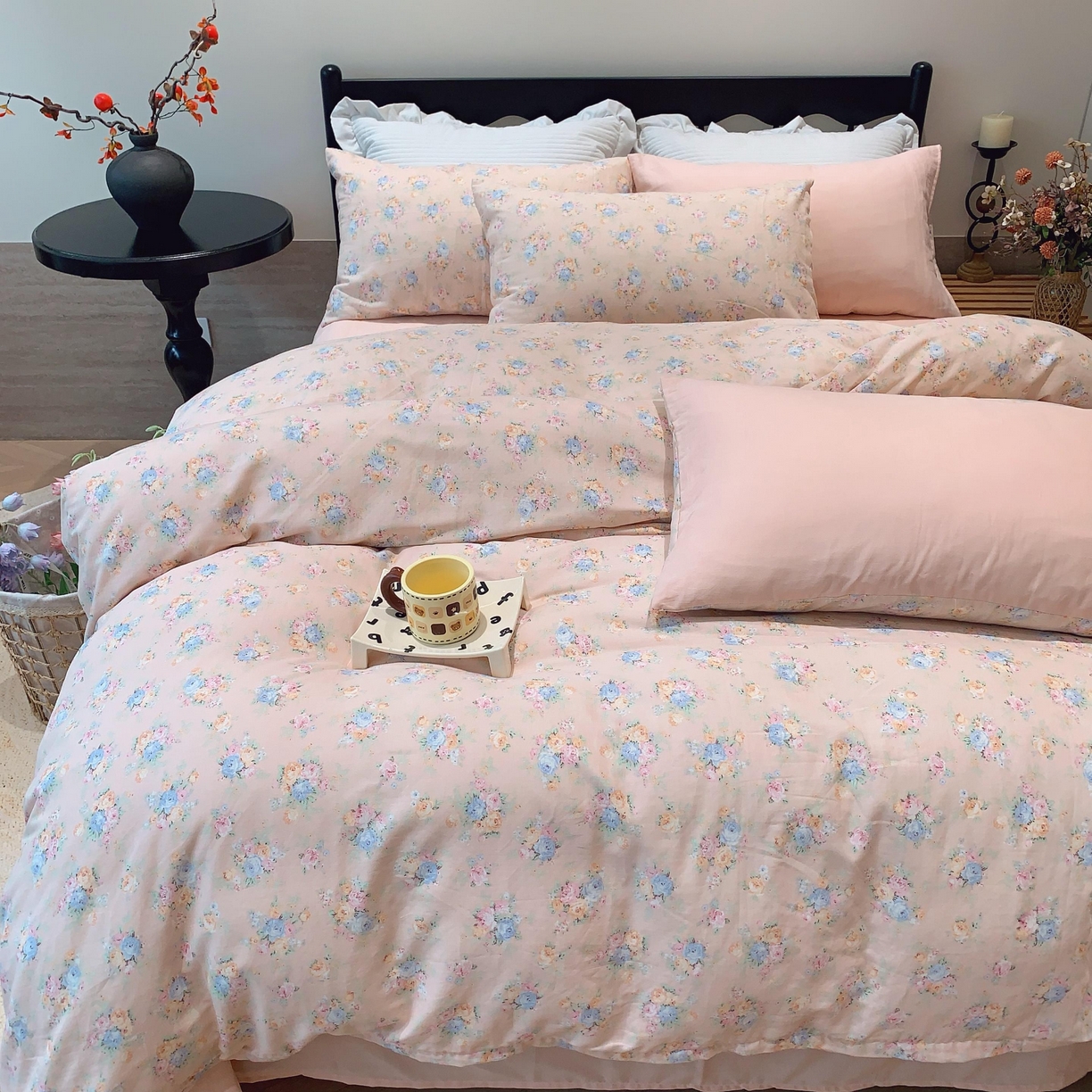 91家纺网 家纺一手货源 找家纺 莱豫家纺 2025新款亲肤舒适双层纱四件套 花季时光