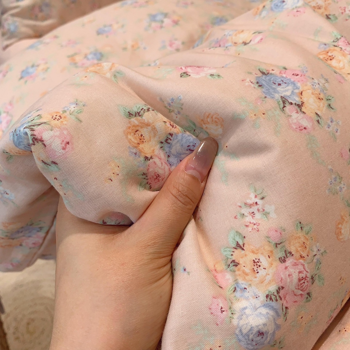 91家纺网 家纺一手货源 找家纺 莱豫家纺 2025新款亲肤舒适双层纱四件套 花季时光