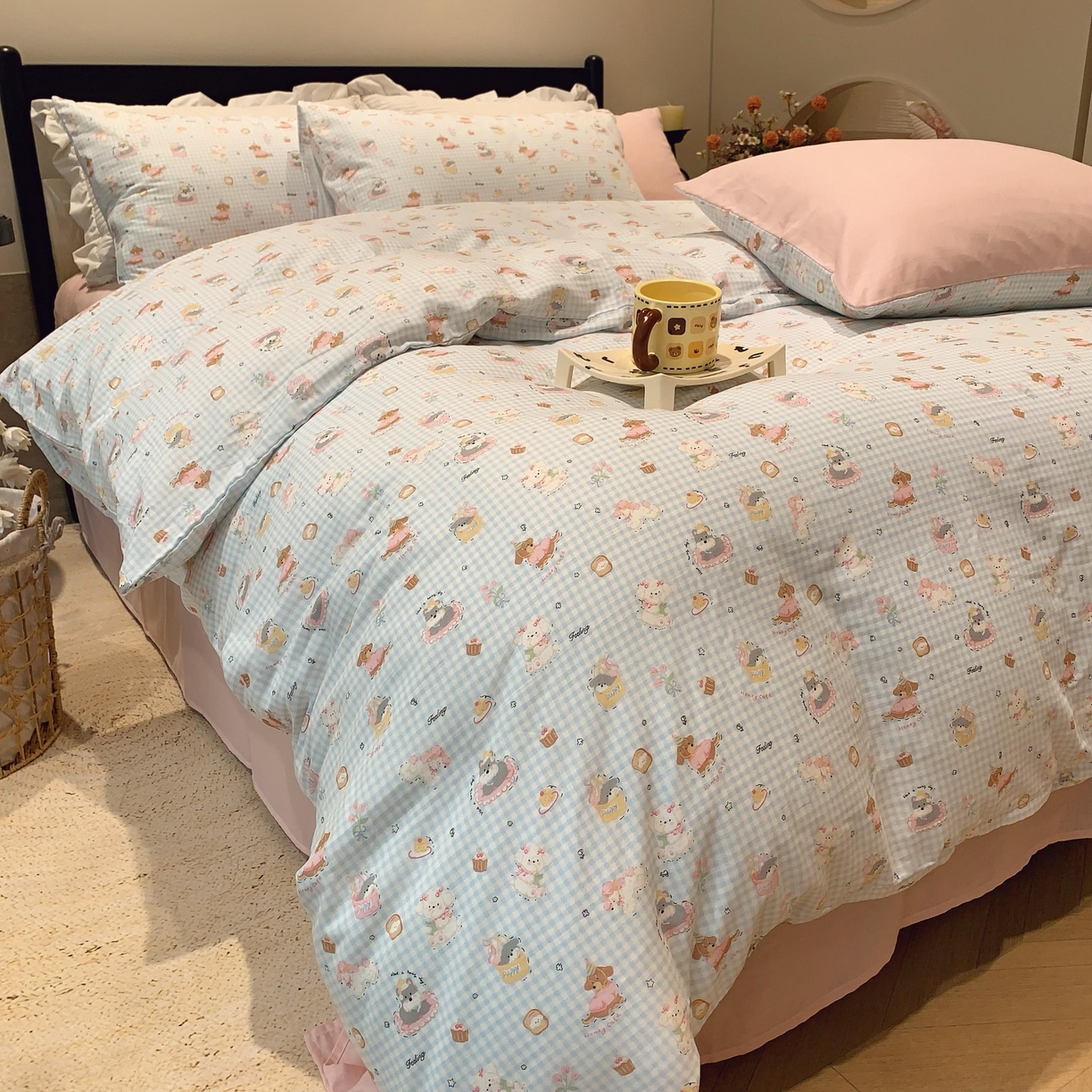 91家纺网 家纺一手货源 找家纺 莱豫家纺 2025新款亲肤舒适双层纱四件套 可爱贝贝