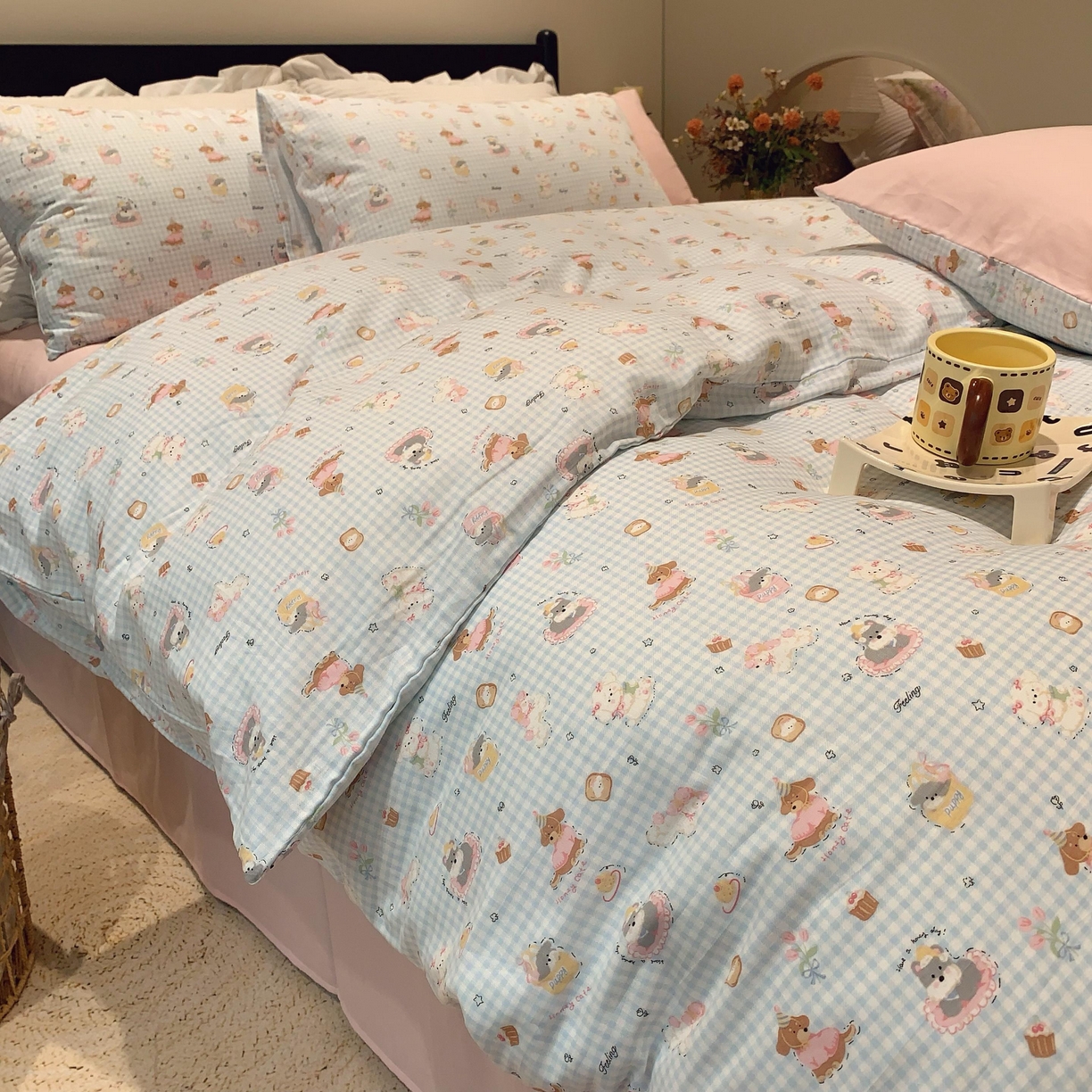 91家纺网 家纺一手货源 找家纺 莱豫家纺 2025新款亲肤舒适双层纱四件套 可爱贝贝