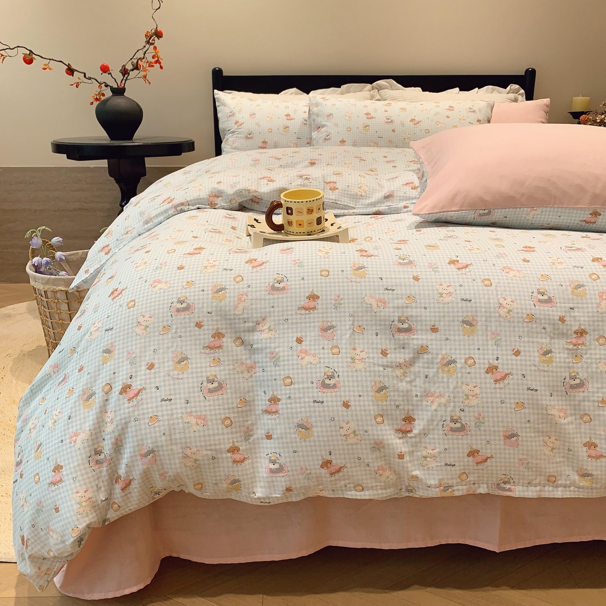 91家纺网 家纺一手货源 找家纺 莱豫家纺 2025新款亲肤舒适双层纱四件套 可爱贝贝