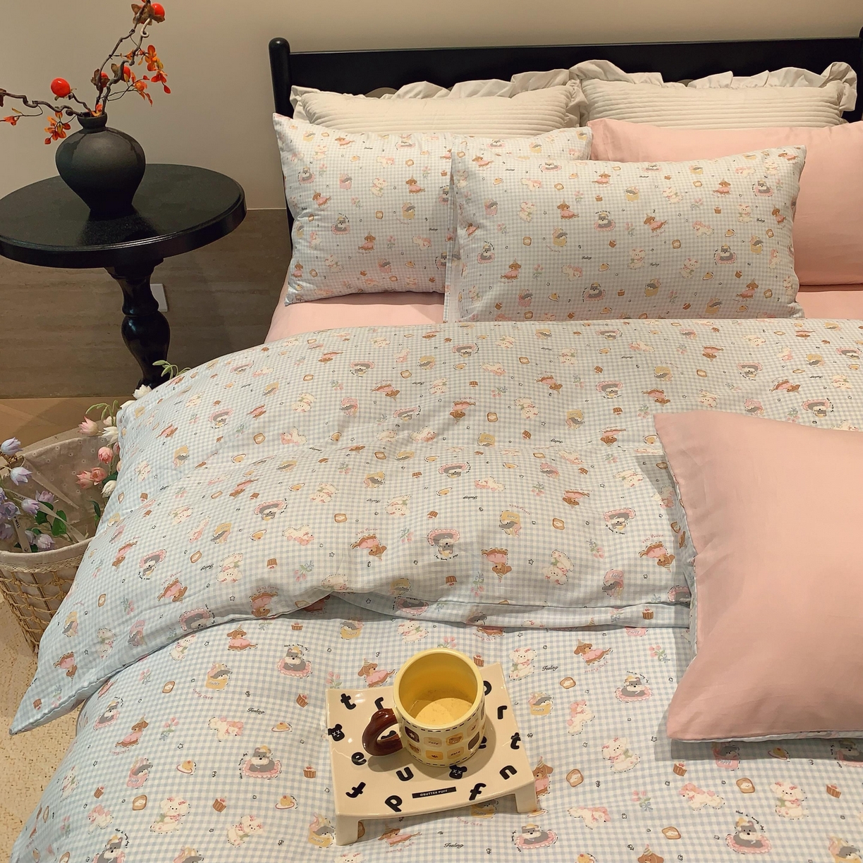 91家纺网 家纺一手货源 找家纺 莱豫家纺 2025新款亲肤舒适双层纱四件套 可爱贝贝