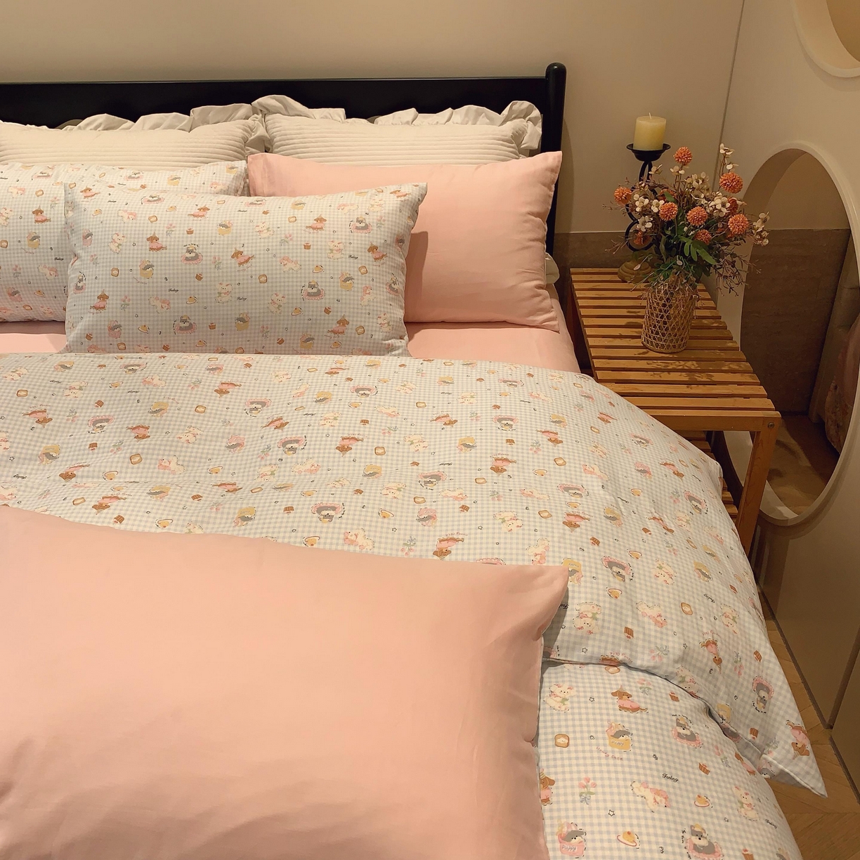 91家纺网 家纺一手货源 找家纺 莱豫家纺 2025新款亲肤舒适双层纱四件套 可爱贝贝