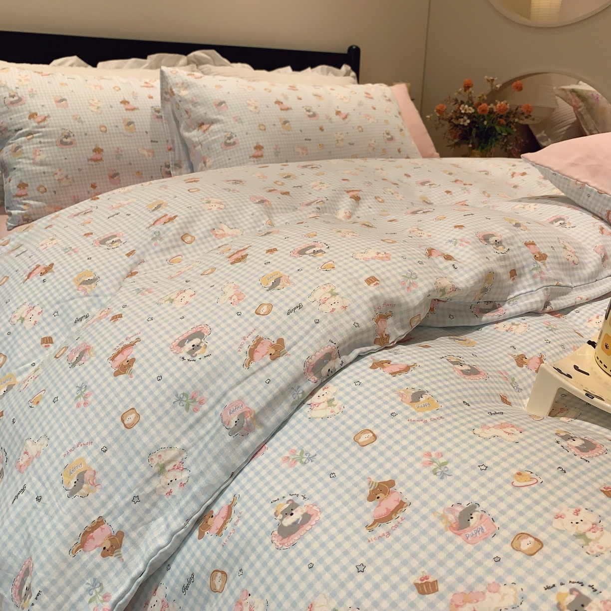 91家纺网 家纺一手货源 找家纺 莱豫家纺 2025新款亲肤舒适双层纱四件套 可爱贝贝