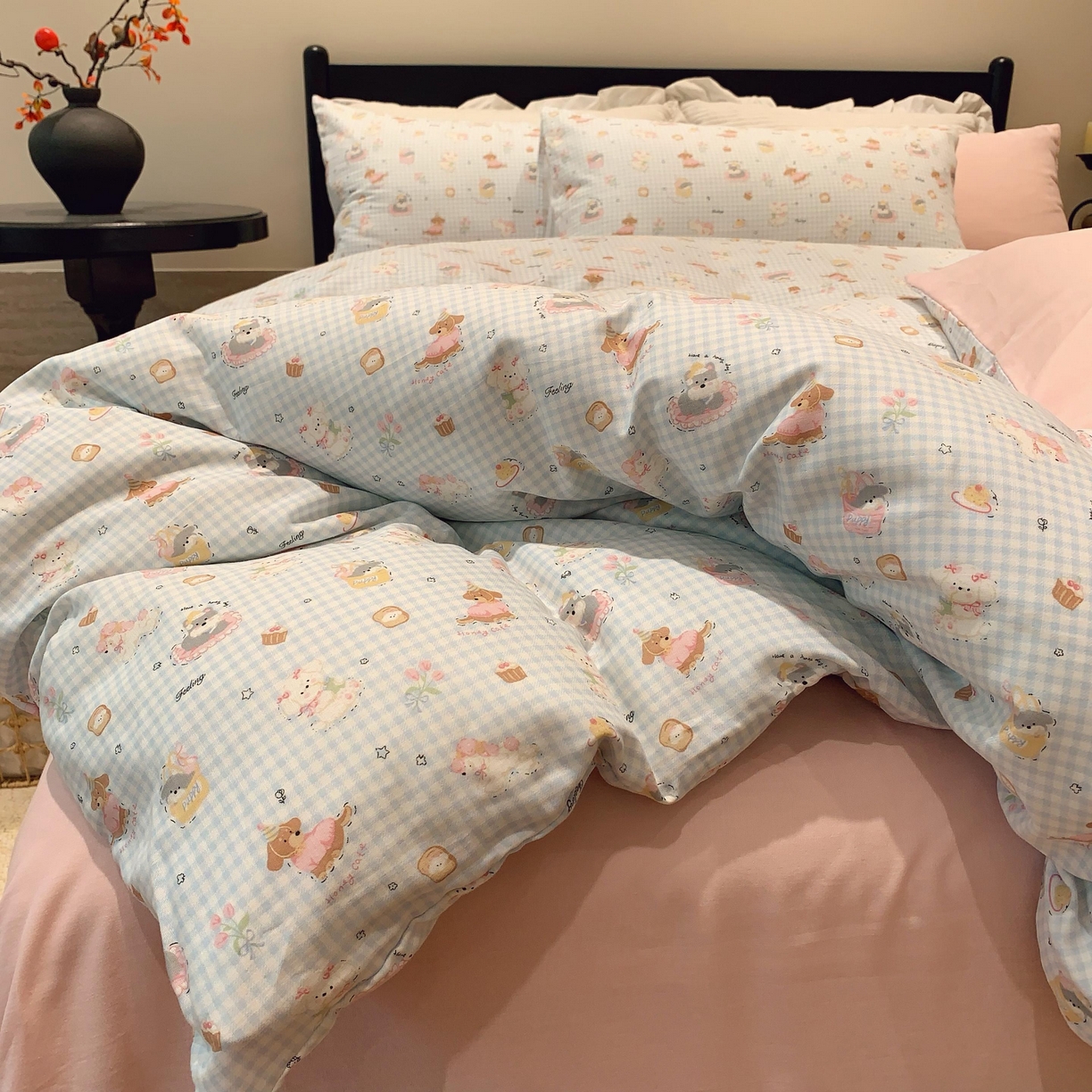 91家纺网 家纺一手货源 找家纺 莱豫家纺 2025新款亲肤舒适双层纱四件套 可爱贝贝