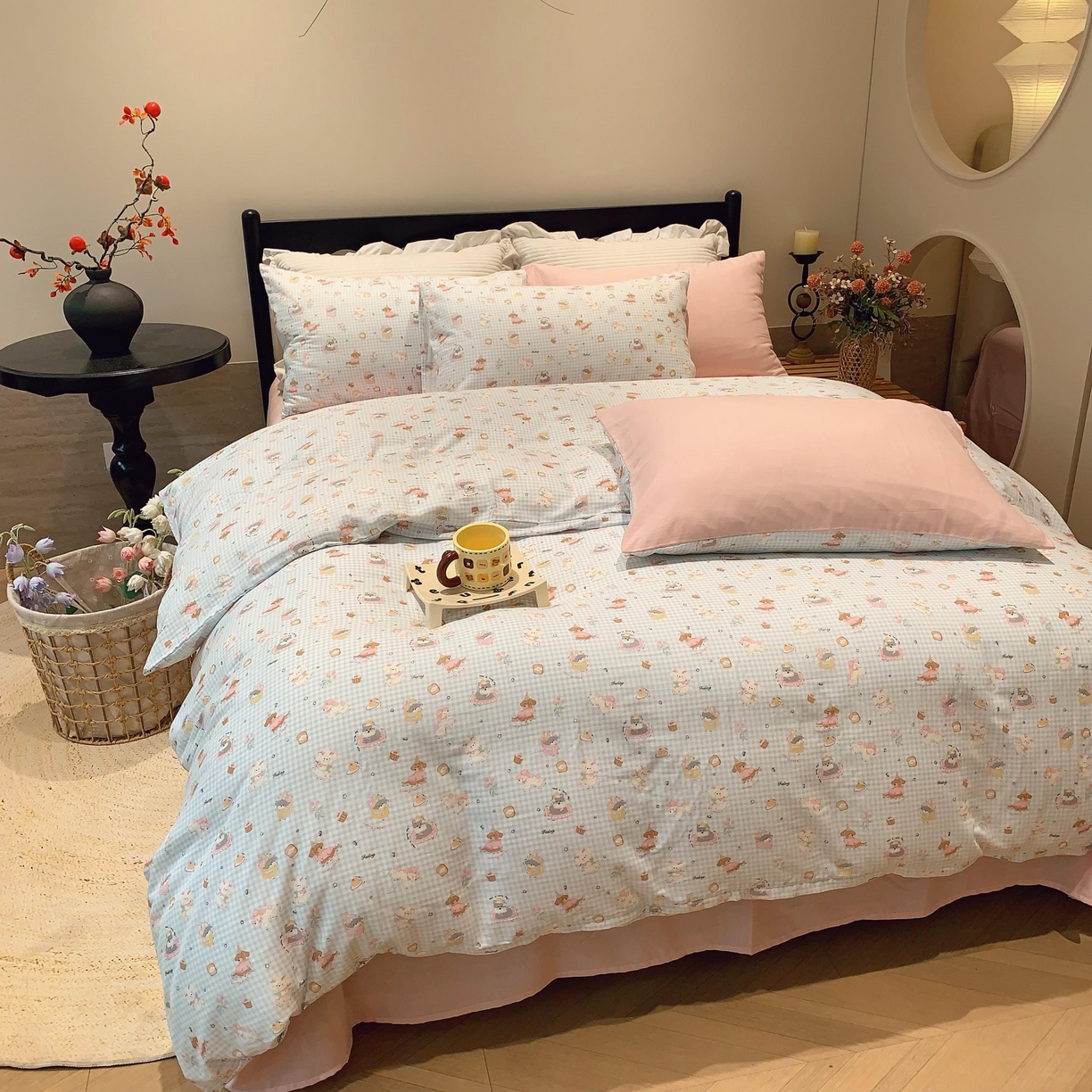 91家纺网 家纺一手货源 找家纺 莱豫家纺 2025新款亲肤舒适双层纱四件套 可爱贝贝