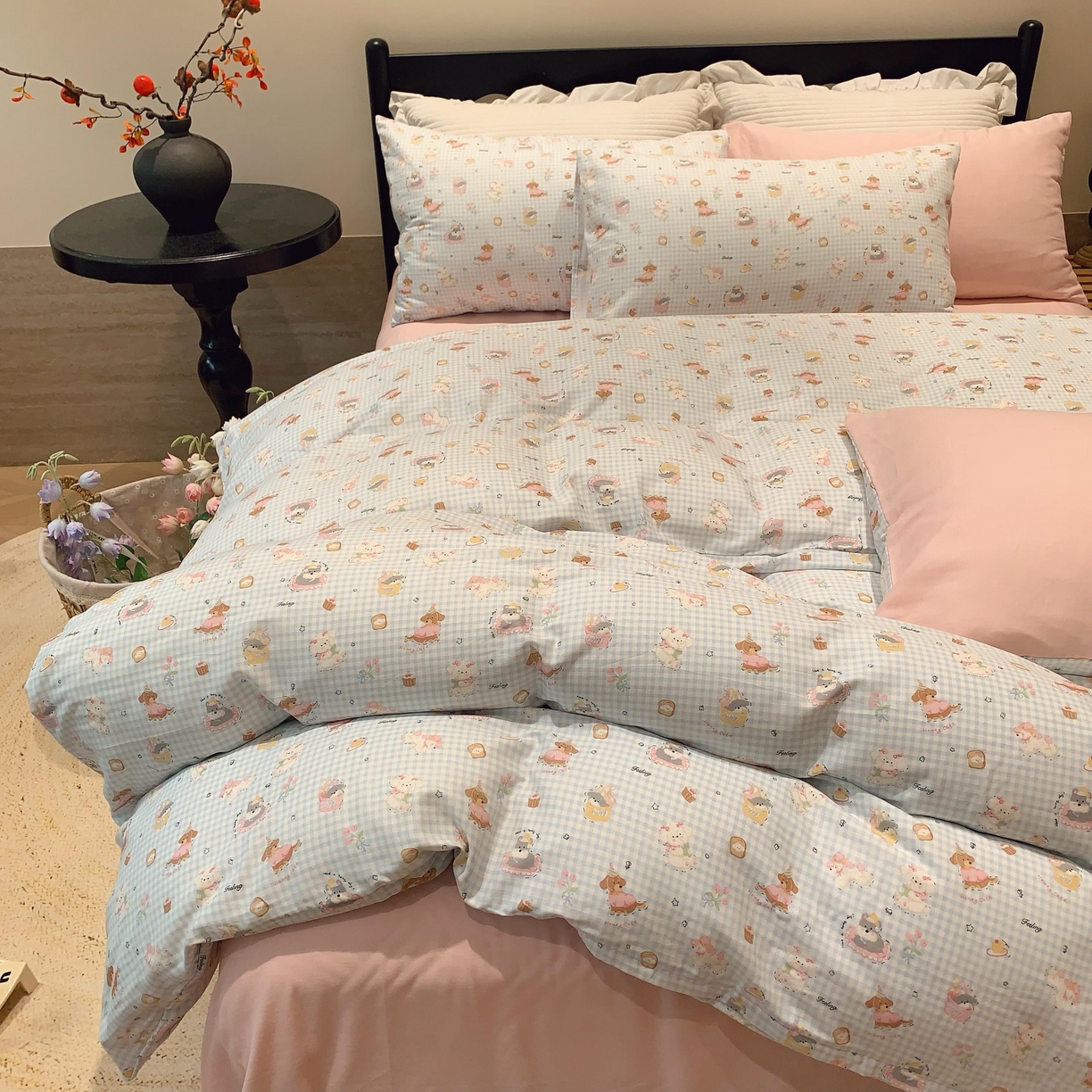 91家纺网 家纺一手货源 找家纺 莱豫家纺 2025新款亲肤舒适双层纱四件套 可爱贝贝