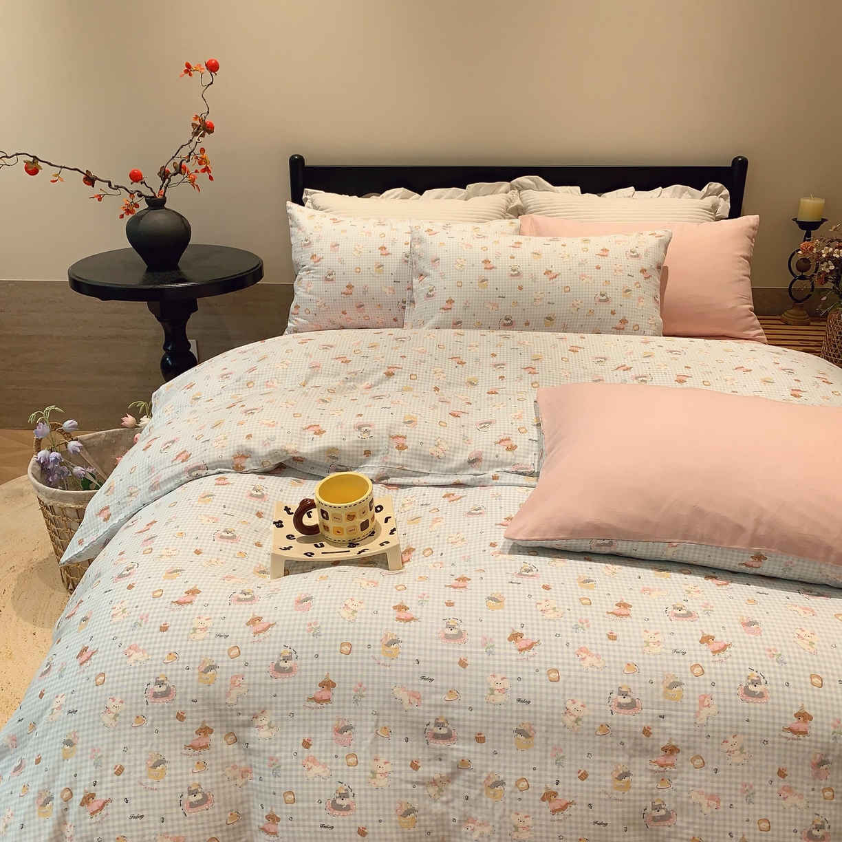 91家纺网 家纺一手货源 找家纺 莱豫家纺 2025新款亲肤舒适双层纱四件套 可爱贝贝