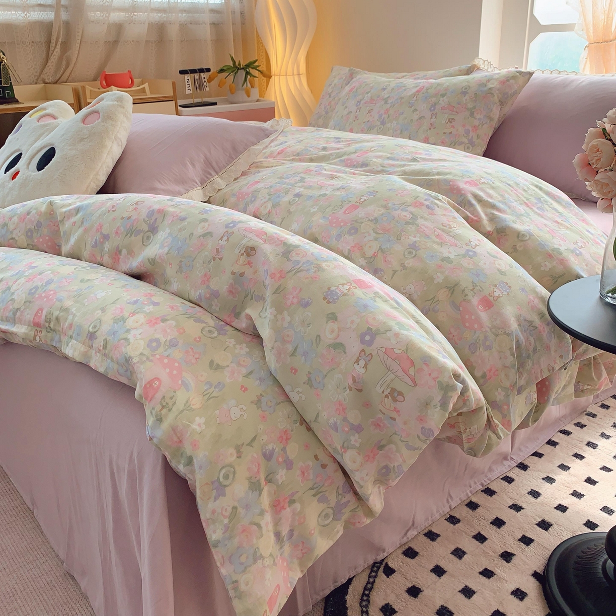 91家纺网 家纺一手货源 找家纺 莱豫家纺 2025新款亲肤舒适双层纱四件套 童话镇