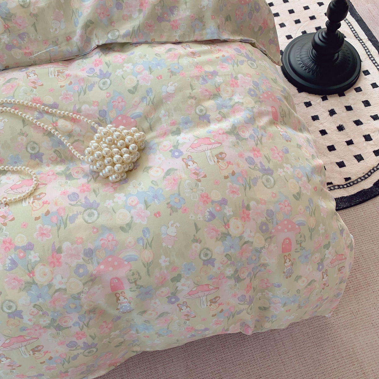 91家纺网 家纺一手货源 找家纺 莱豫家纺 2025新款亲肤舒适双层纱四件套 童话镇