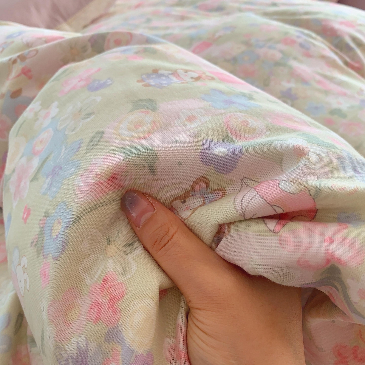 91家纺网 家纺一手货源 找家纺 莱豫家纺 2025新款亲肤舒适双层纱四件套 童话镇