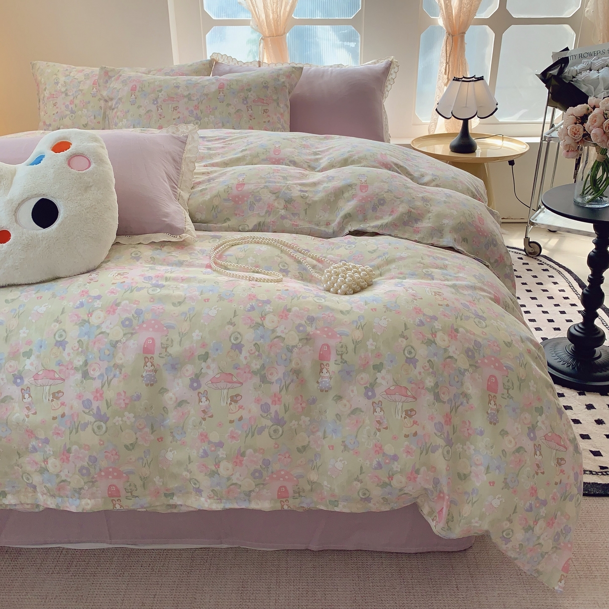 91家纺网 家纺一手货源 找家纺 莱豫家纺 2025新款亲肤舒适双层纱四件套 童话镇