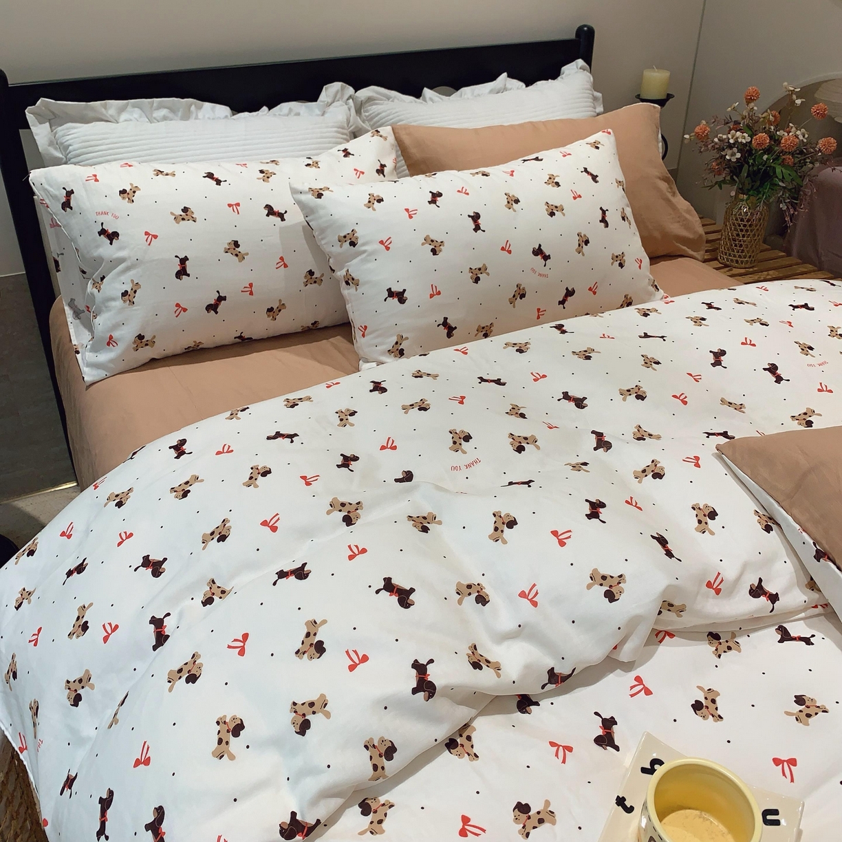 91家纺网 家纺一手货源 找家纺 莱豫家纺 2025新款亲肤舒适双层纱四件套 汪汪队