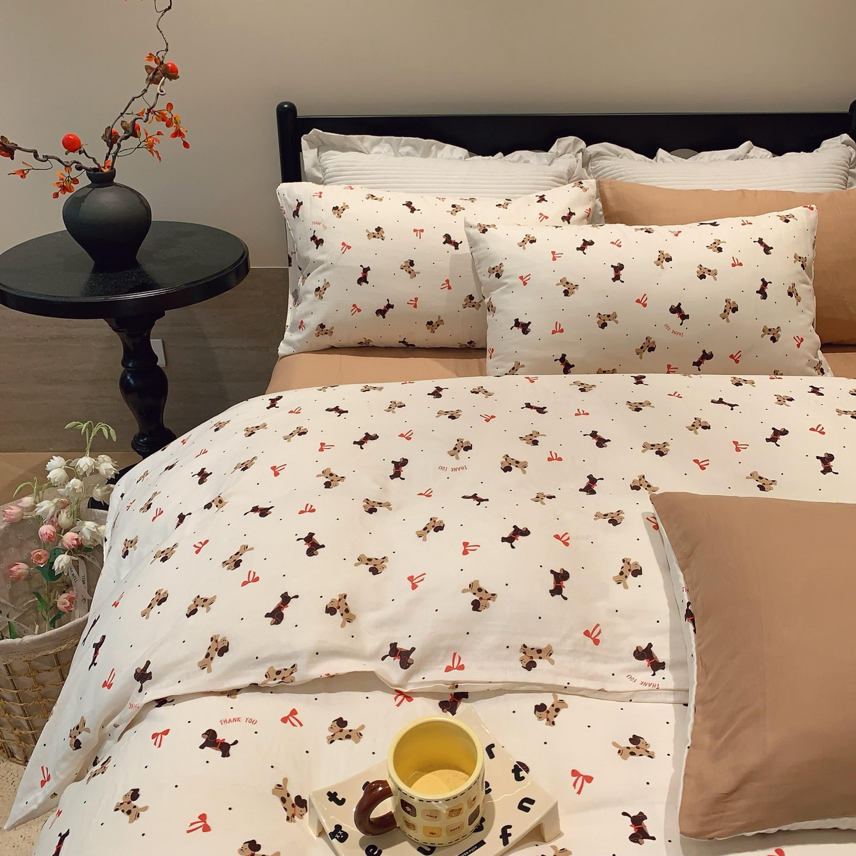 91家纺网 家纺一手货源 找家纺 莱豫家纺 2025新款亲肤舒适双层纱四件套 汪汪队