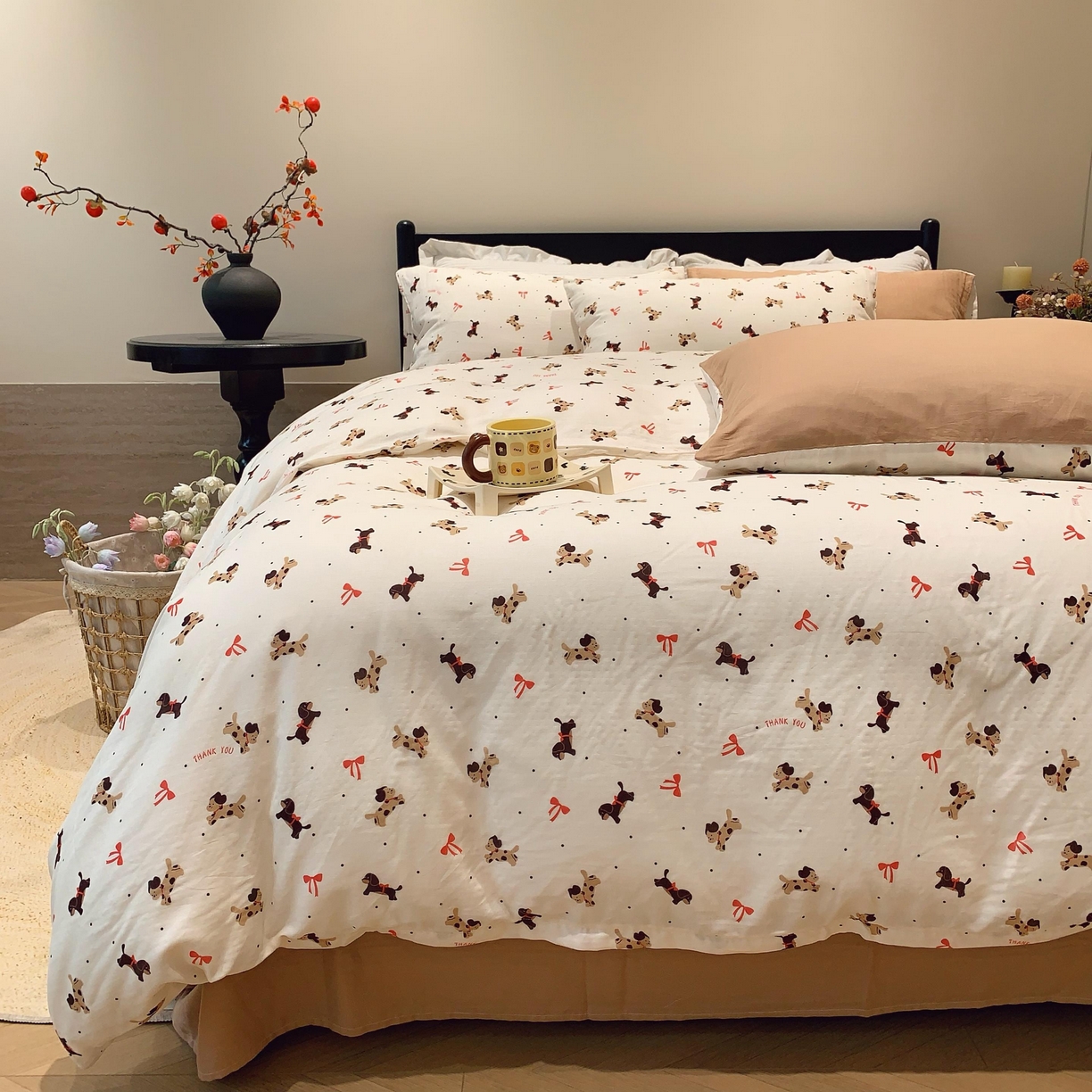 91家纺网 家纺一手货源 找家纺 莱豫家纺 2025新款亲肤舒适双层纱四件套 汪汪队