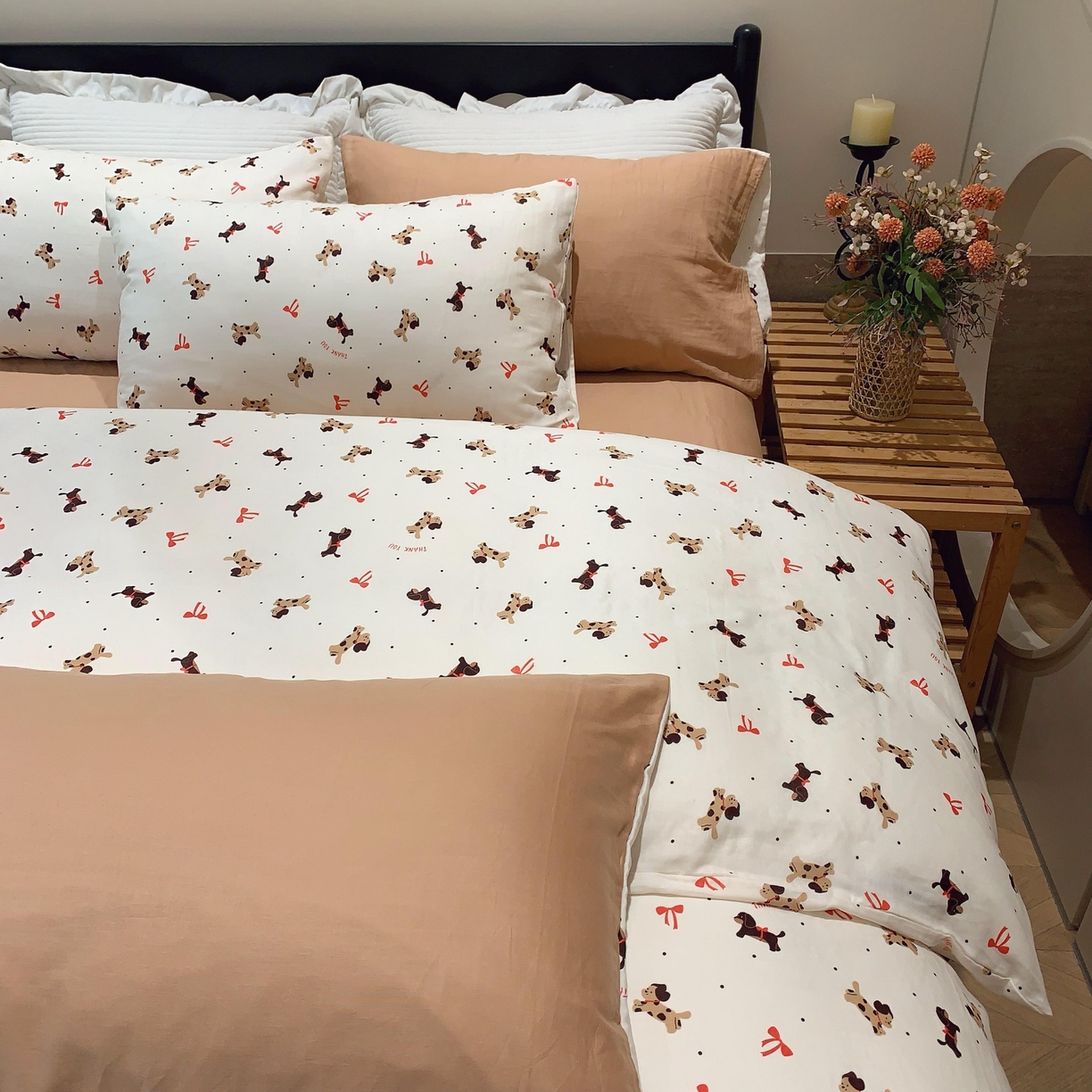 91家纺网 家纺一手货源 找家纺 莱豫家纺 2025新款亲肤舒适双层纱四件套 汪汪队