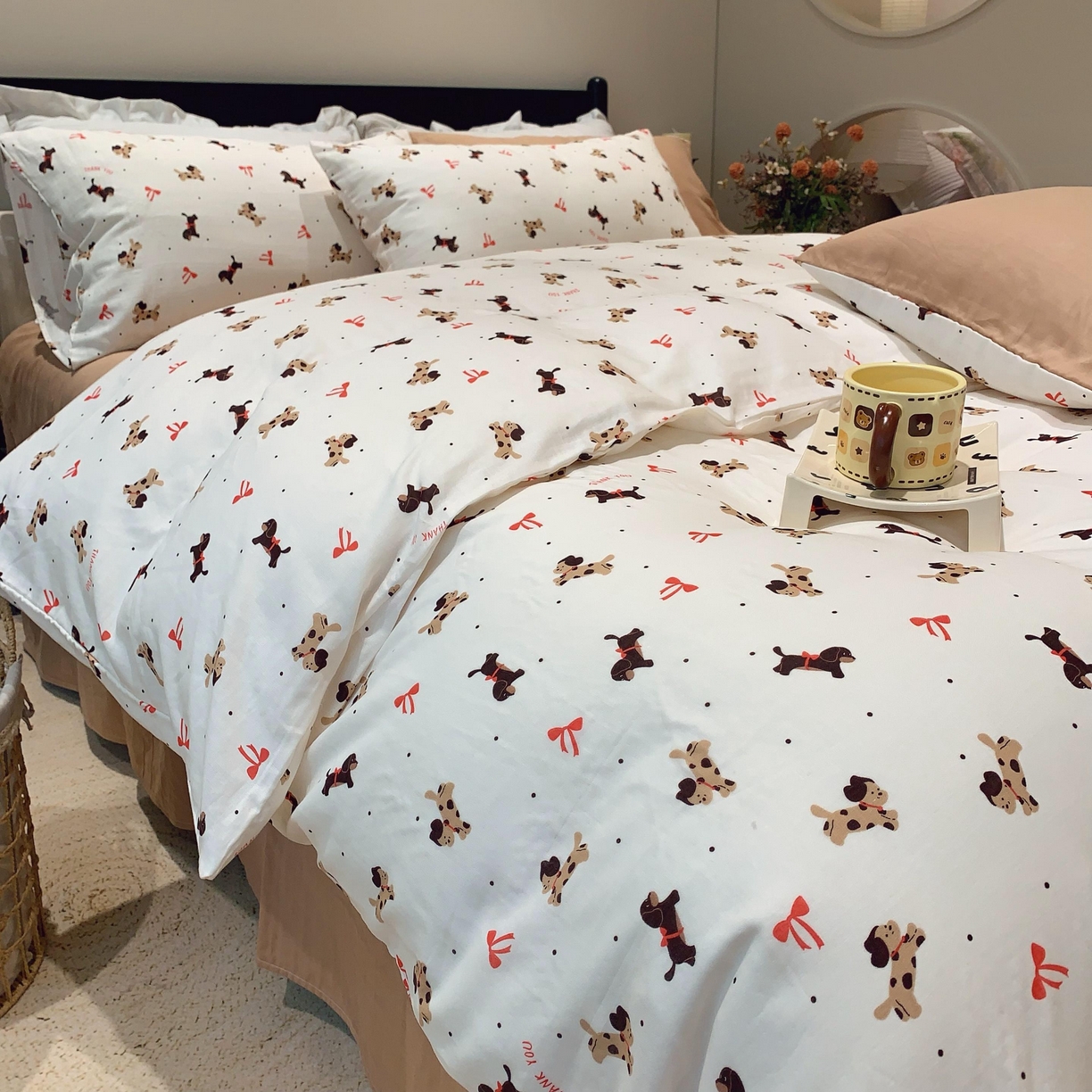 91家纺网 家纺一手货源 找家纺 莱豫家纺 2025新款亲肤舒适双层纱四件套 汪汪队