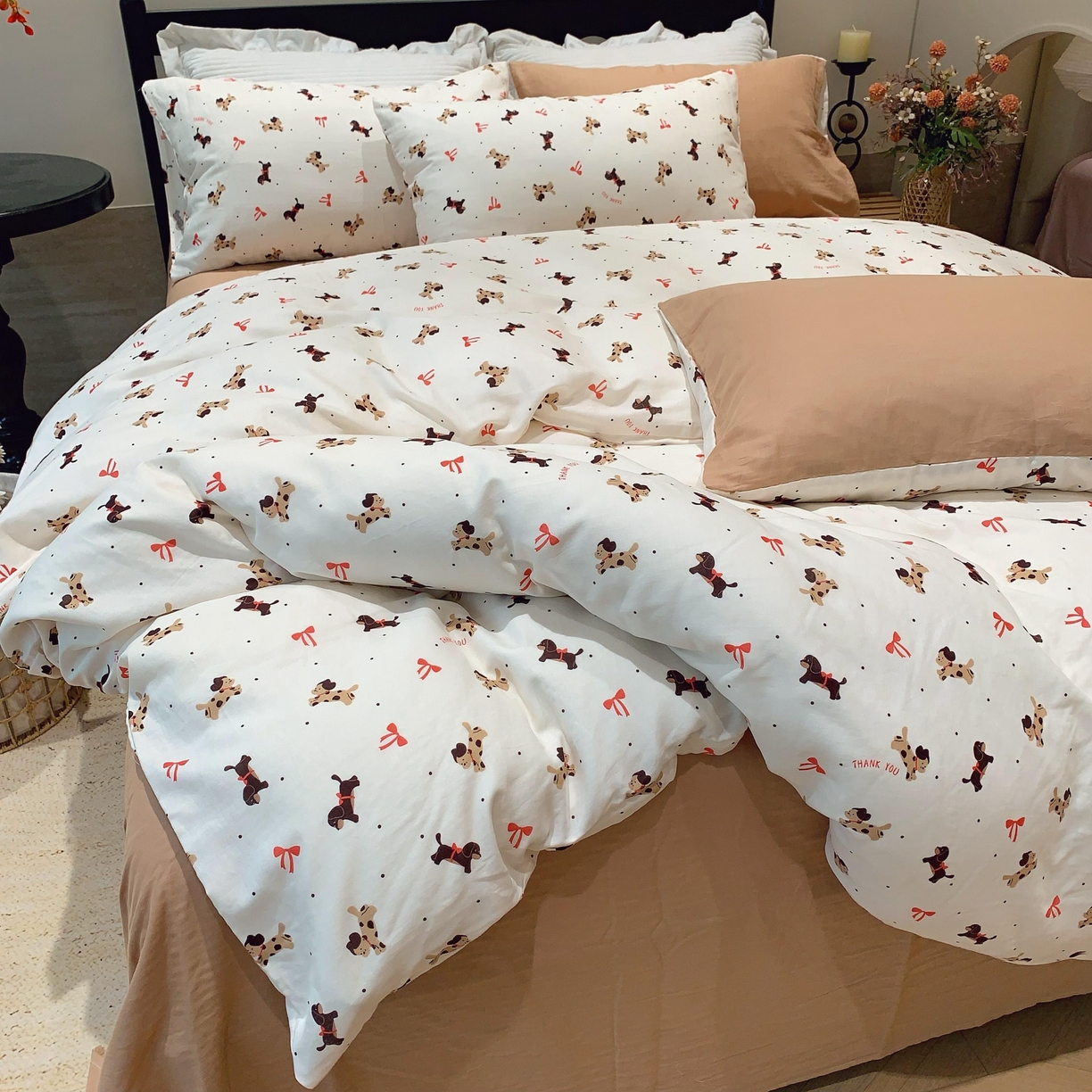 91家纺网 家纺一手货源 找家纺 莱豫家纺 2025新款亲肤舒适双层纱四件套 汪汪队