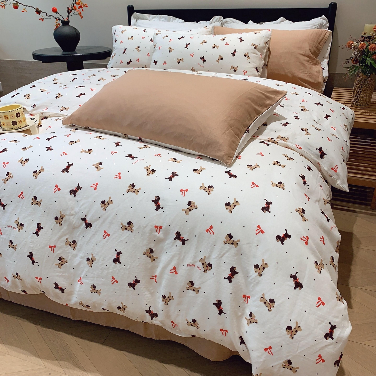 91家纺网 家纺一手货源 找家纺 莱豫家纺 2025新款亲肤舒适双层纱四件套 汪汪队