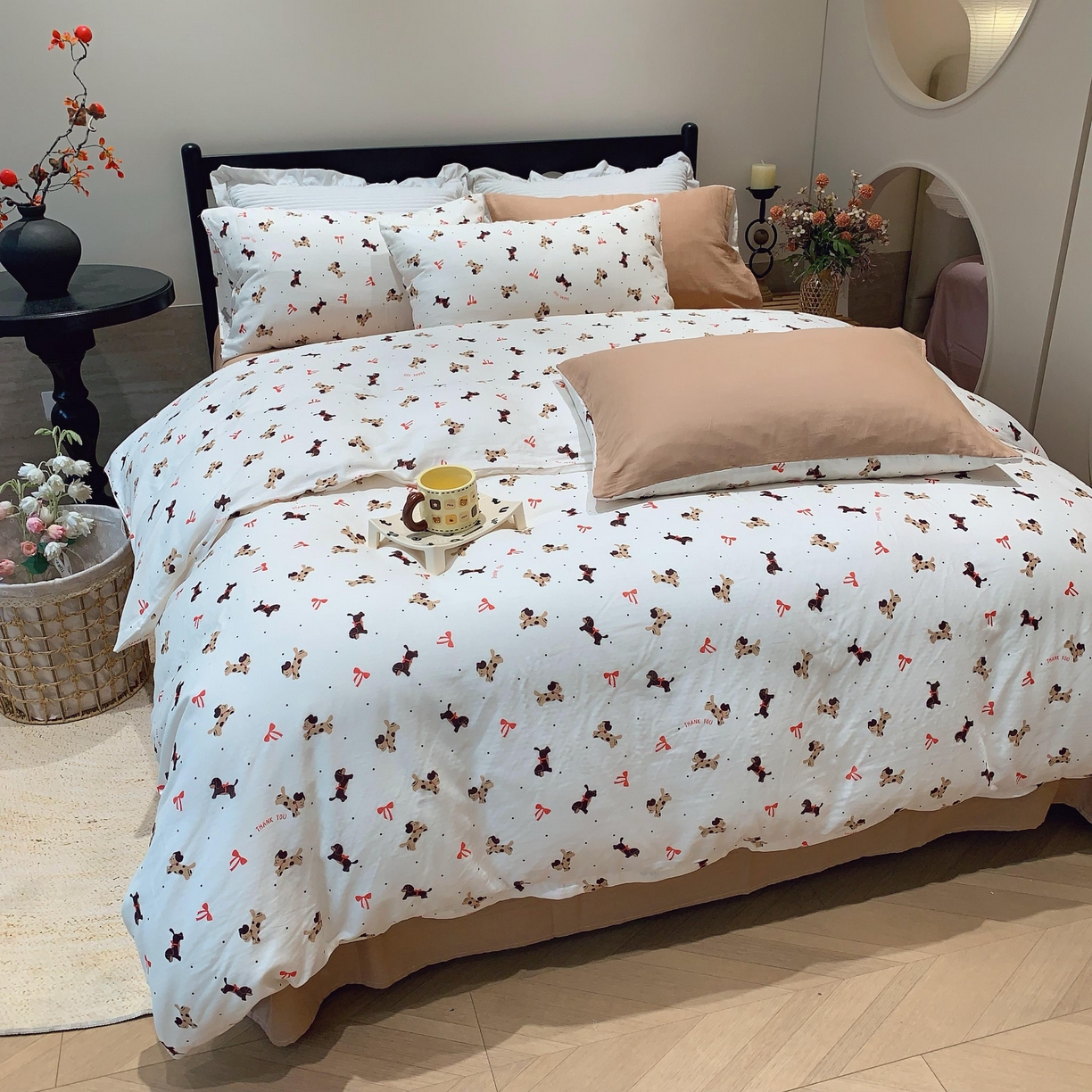 91家纺网 家纺一手货源 找家纺 莱豫家纺 2025新款亲肤舒适双层纱四件套 汪汪队