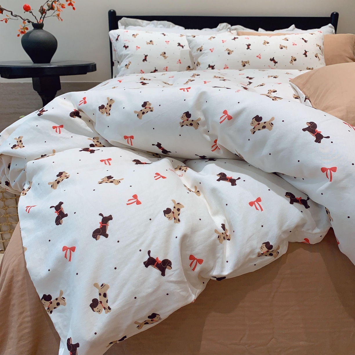 91家纺网 家纺一手货源 找家纺 莱豫家纺 2025新款亲肤舒适双层纱四件套 汪汪队